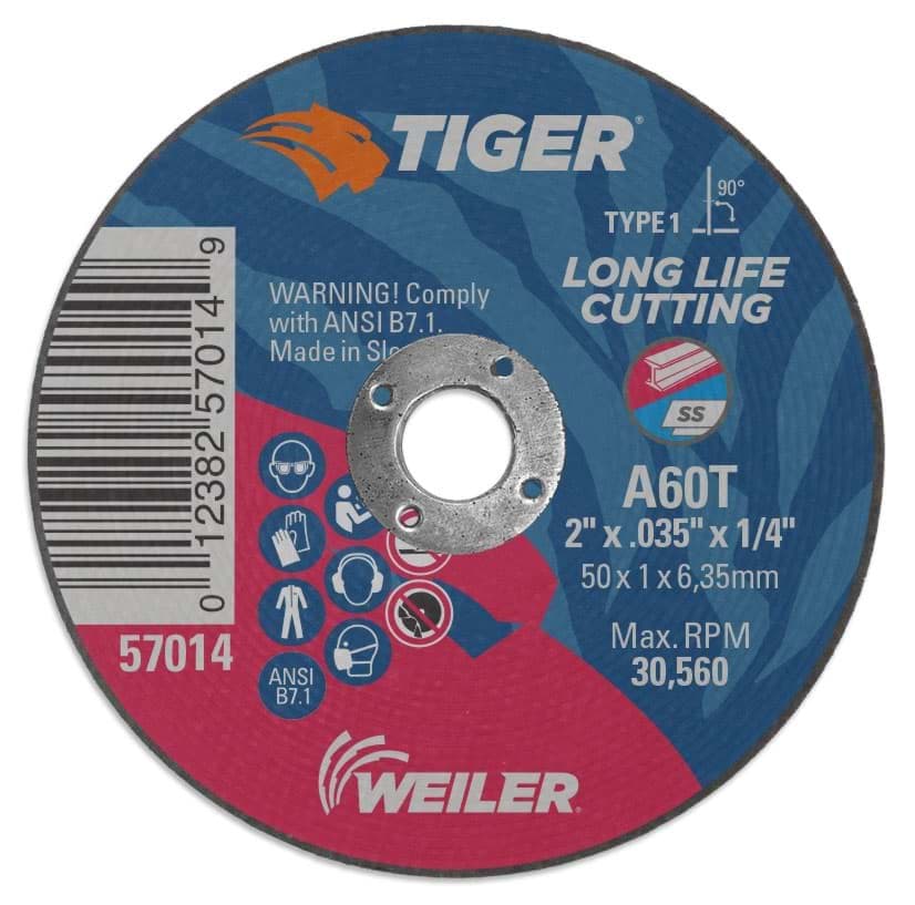 Picture of 2" x .035" TIGER AO Type 1 Cutting Wheel, A60T, 1/4" Arbor Hole