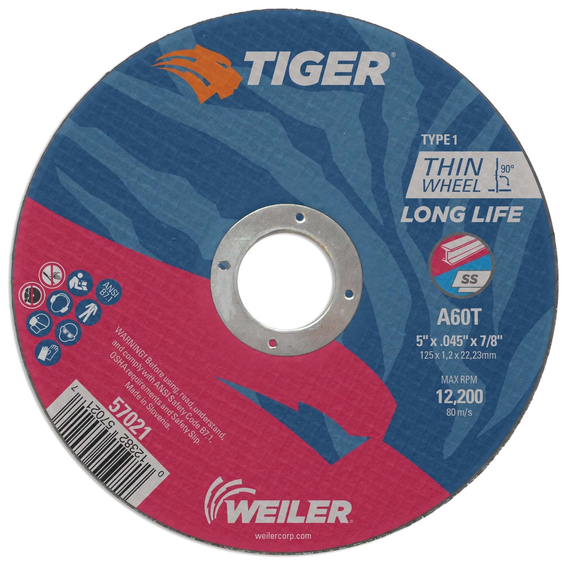 Picture of 5" x .045" TIGER AO Type 1 Cutting Wheel, A60T, 7/8" Arbor Hole