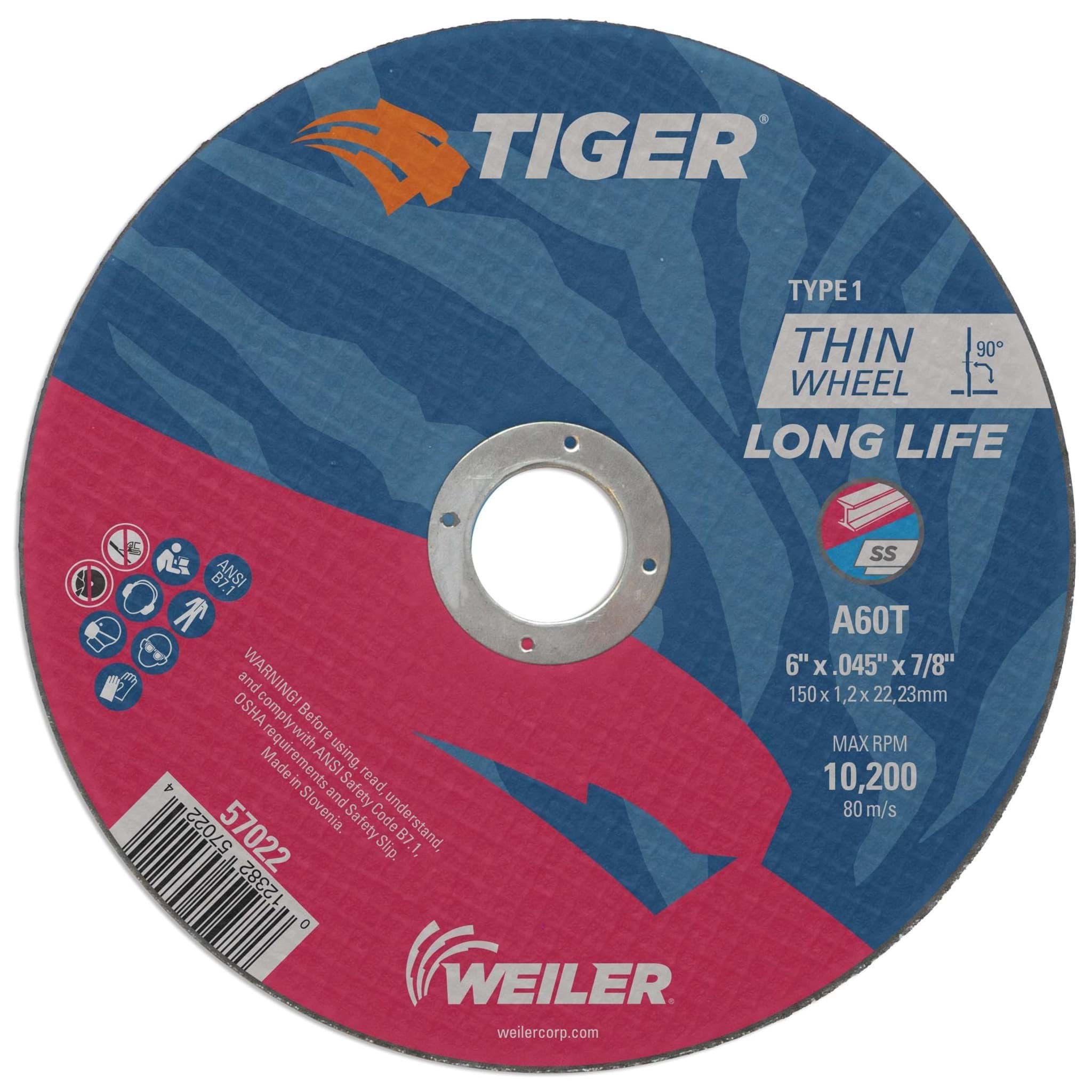 Picture of 6" x .045" TIGER AO Type 1 Cutting Wheel, A60T, 7/8" Arbor Hole