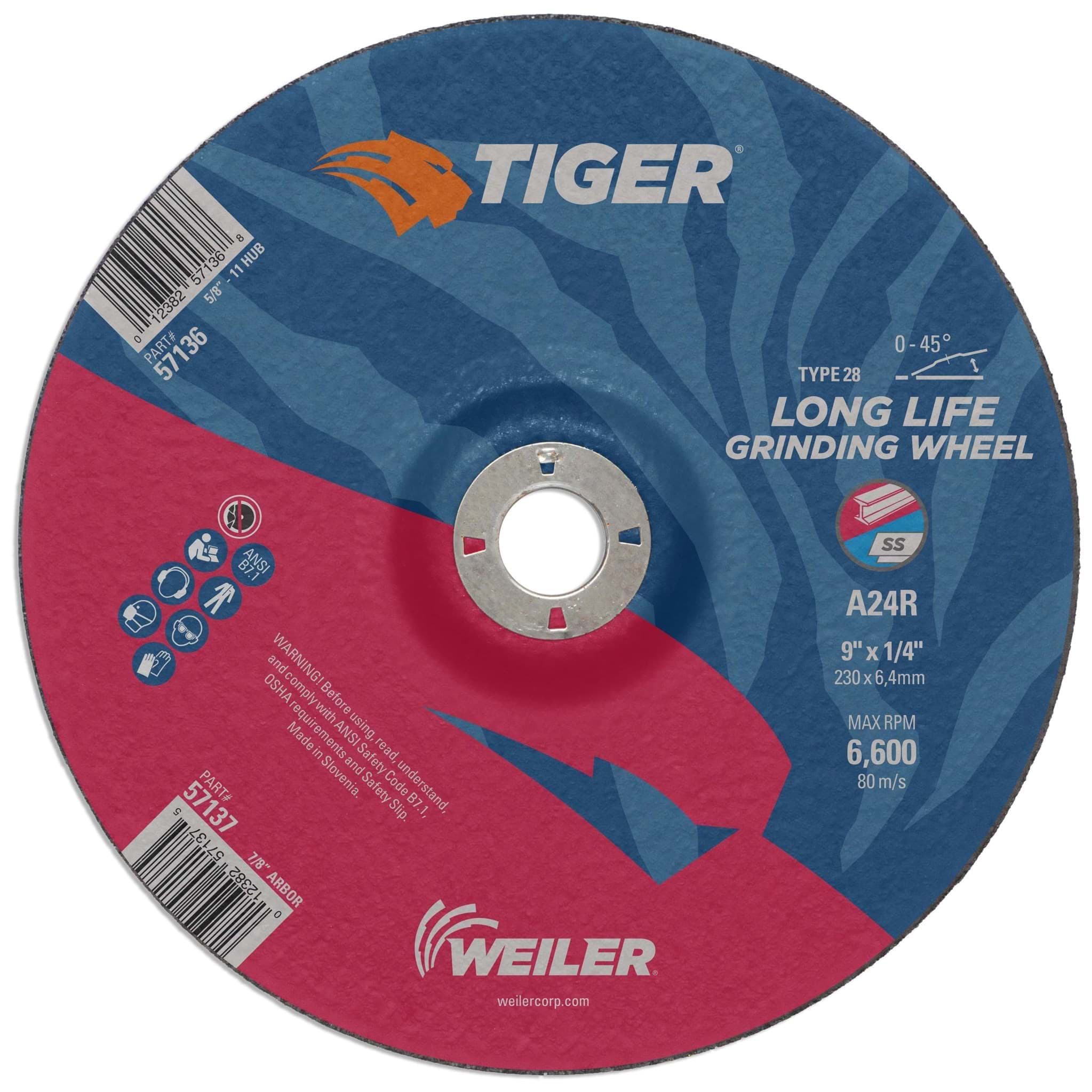Picture of 9"x 1/4", TIGER AO Type 28 Grinding Wheel, A24R, 7/8" Arbor Hole