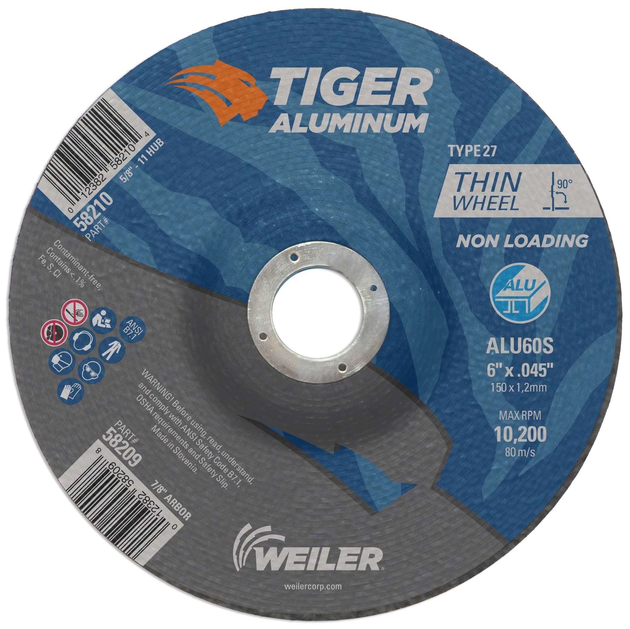Picture of 6" x .045" Tiger Aluminum Type 27 Cutting Wheel ALU60S 7/8 Arbor Hole