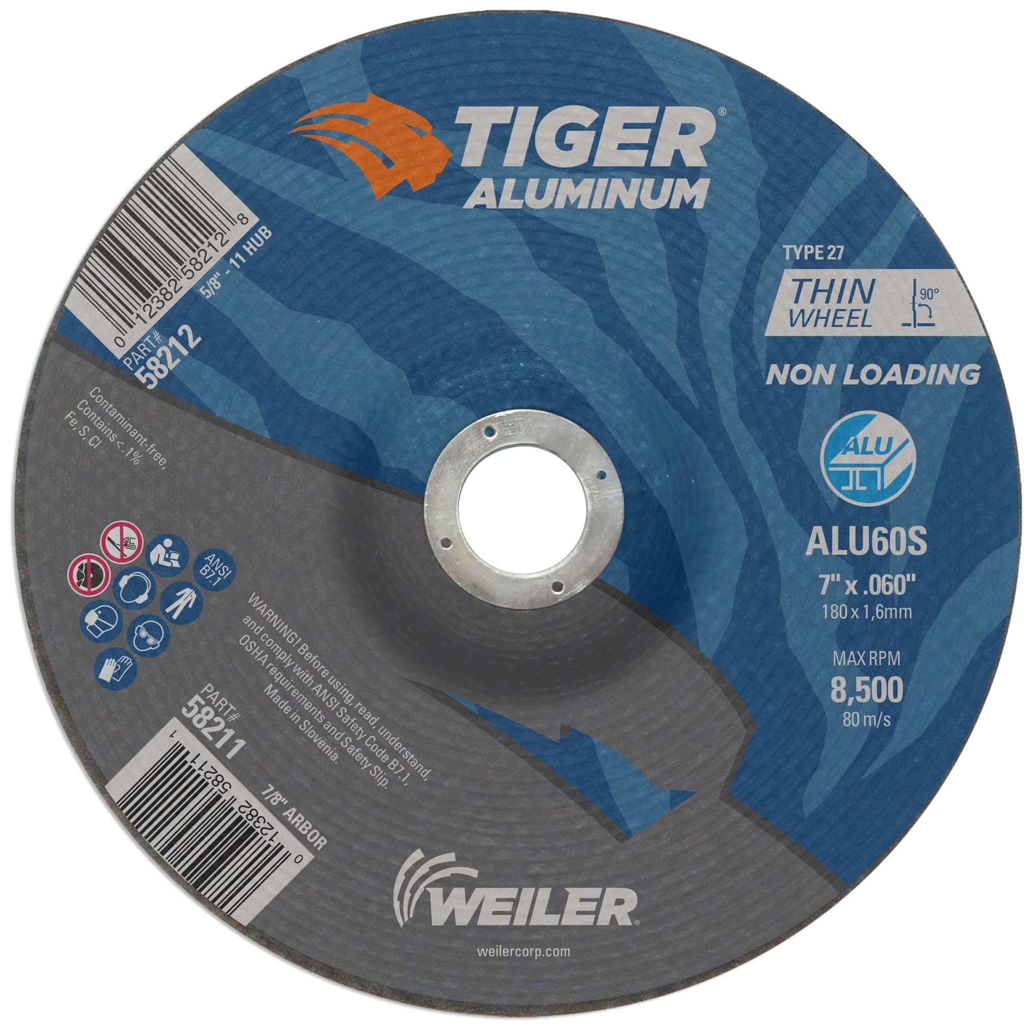 Picture of 7" x .060" Tiger Aluminum Type 27 Cutting Wheel ALU60S 7/8 Arbor Hole