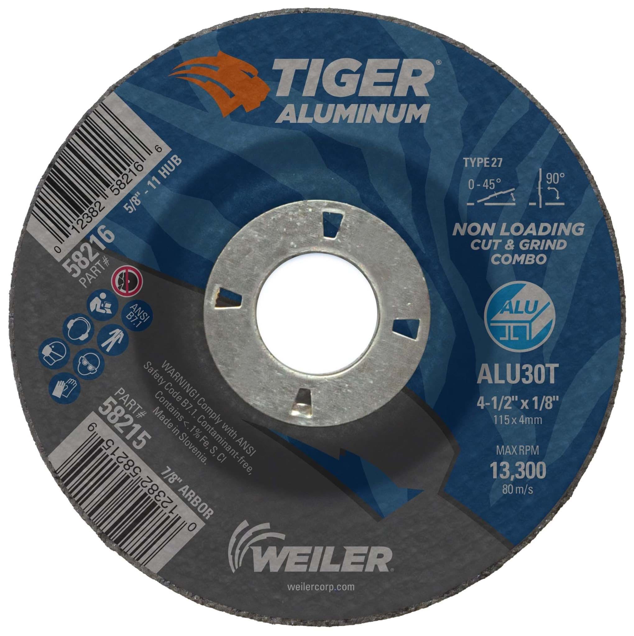 Picture of 4-1/2 x 1/8 Tiger Aluminum Type 27 Cut/Grind Combo Wheel ALU30T 7/8 Arbor Hole
