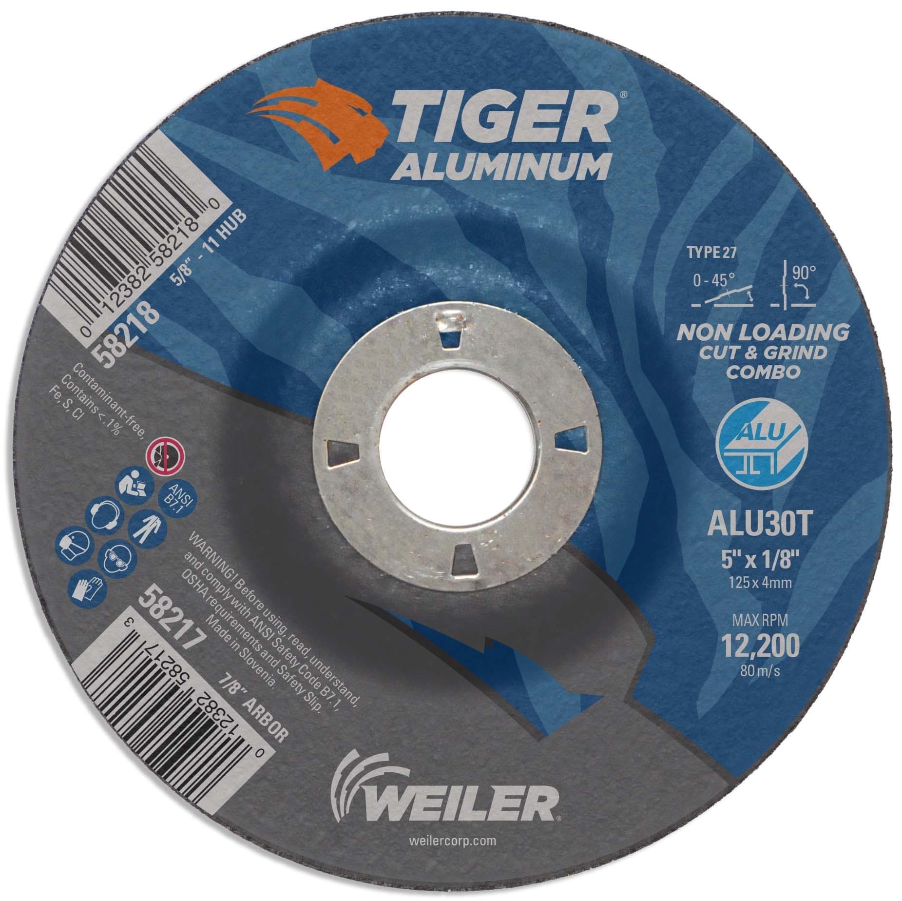 Picture of 5 x 1/8 Tiger Aluminum Type 27 Cut/Grind Combo Wheel ALU30T 7/8 Arbor Hole