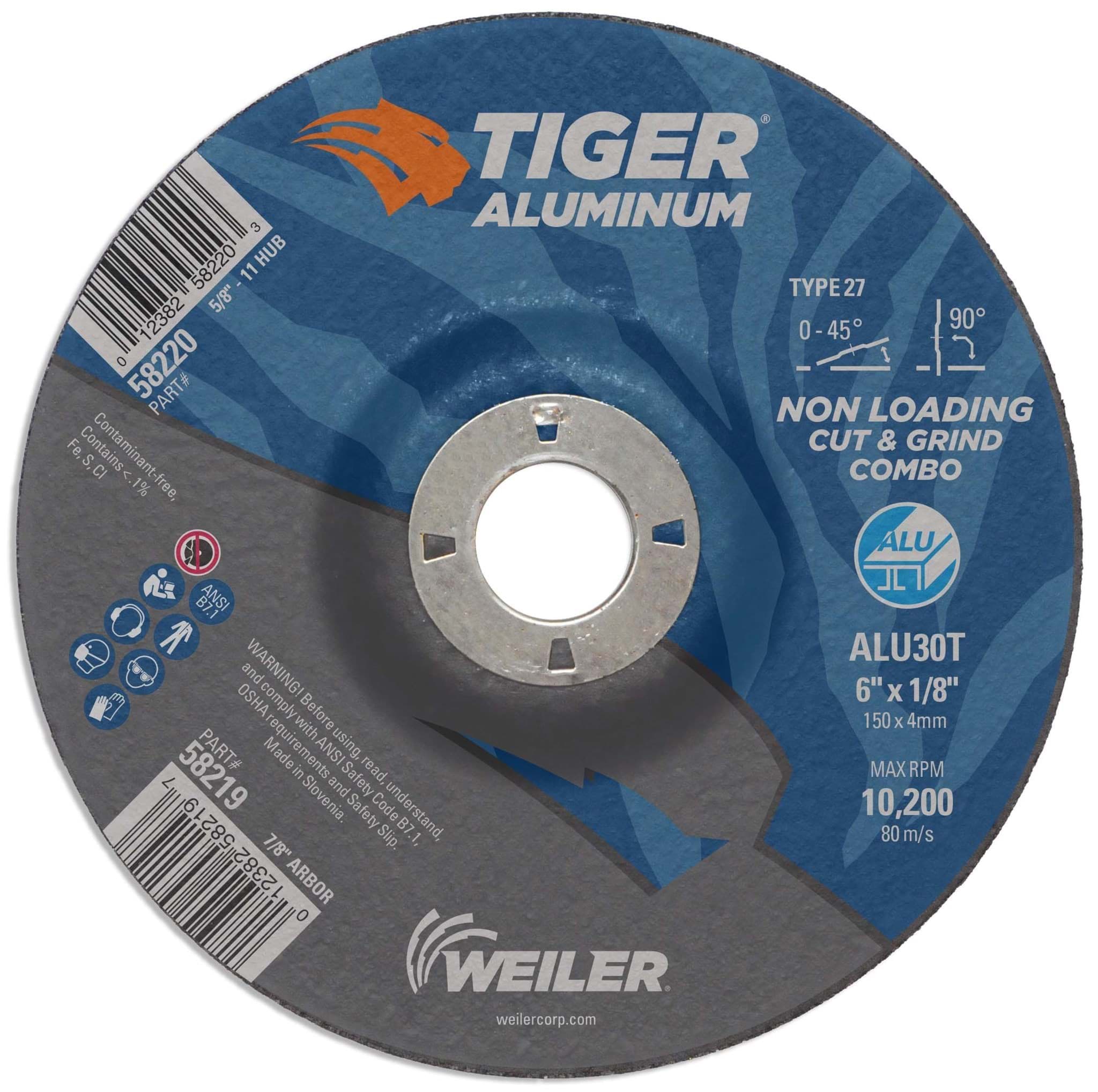Picture of 6 x 1/8 Tiger Aluminum Type 27 Cut/Grind Combo Wheel ALU30T 7/8 Arbor Hole