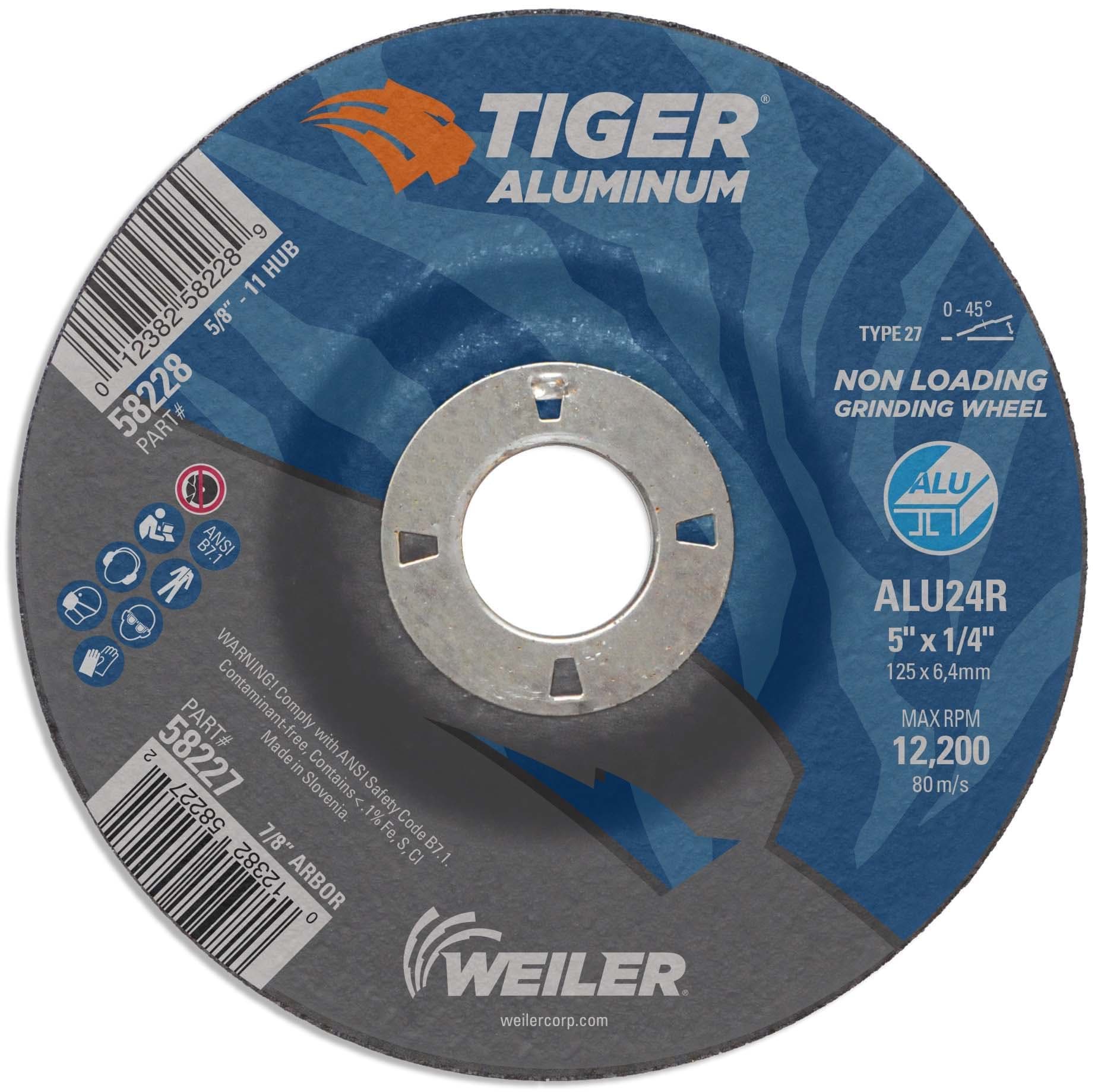 Picture of 5" x 1/4" Tiger Aluminum Type 27 Grinding Wheel ALU24R 7/8 Arbor Hole