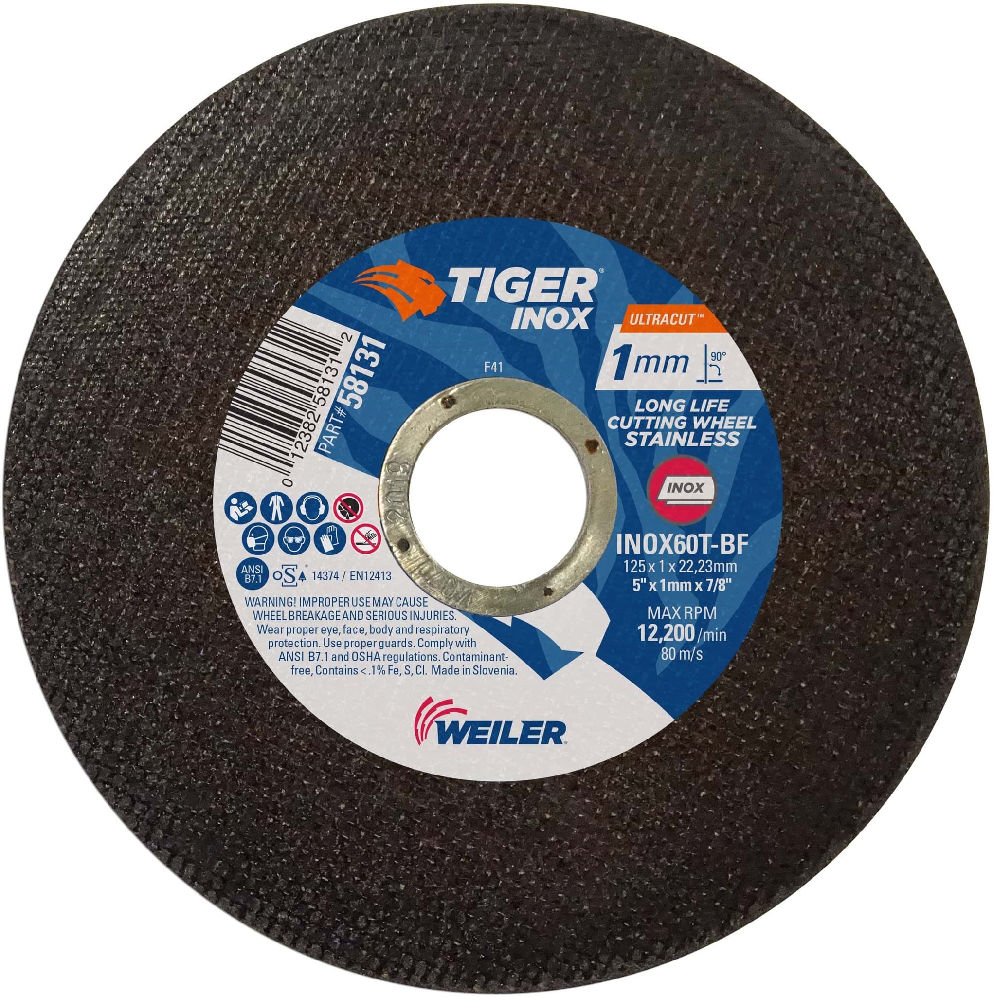 Picture of 5" x 1mm TIGER INOX ULTRACUT Type 1, INOX60T, 7/8" Arbor Hole