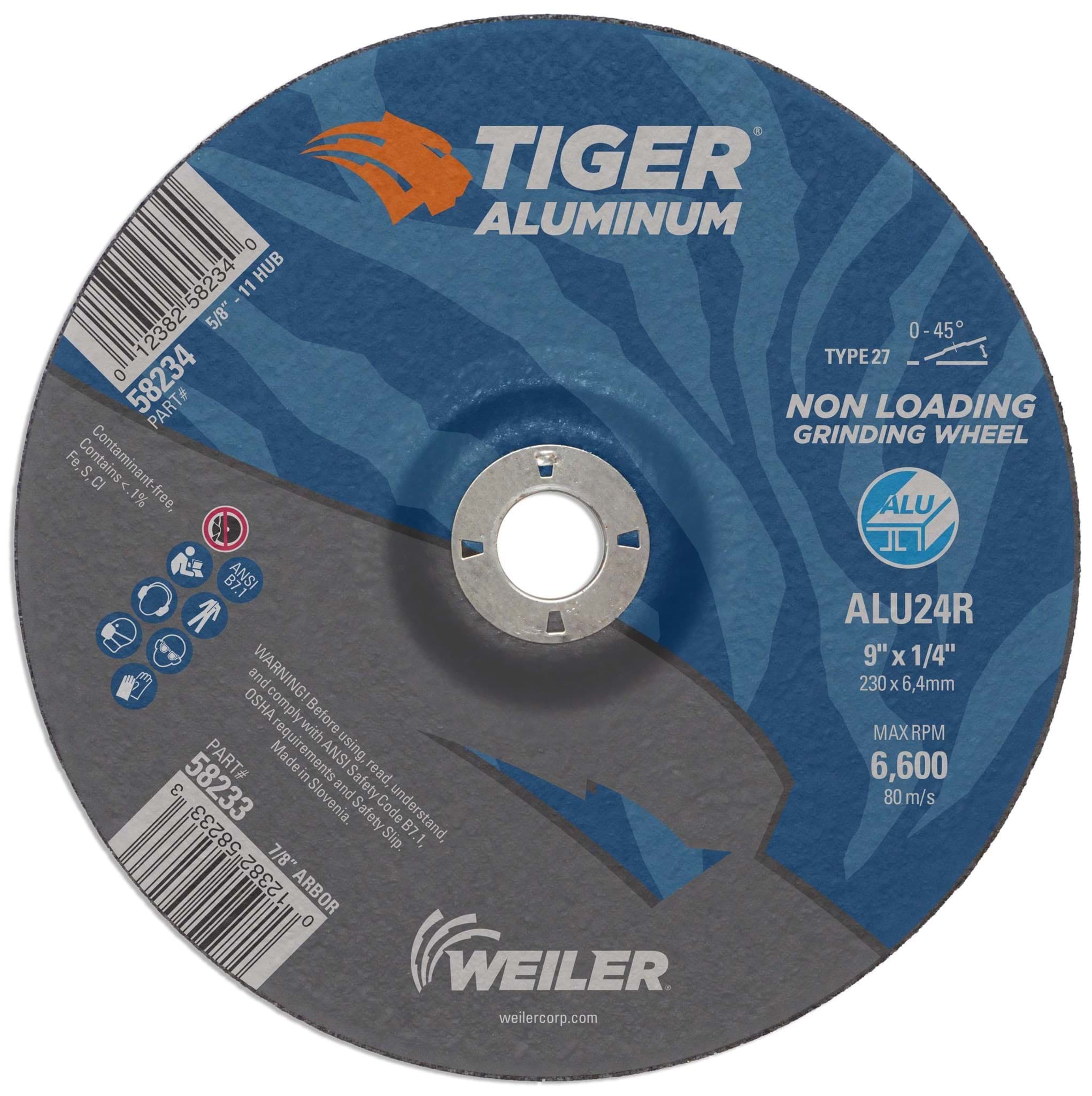 Picture of 9" x 1/4" Tiger Aluminum Type 27 Grinding Wheel ALU24R 7/8 Arbor Hole