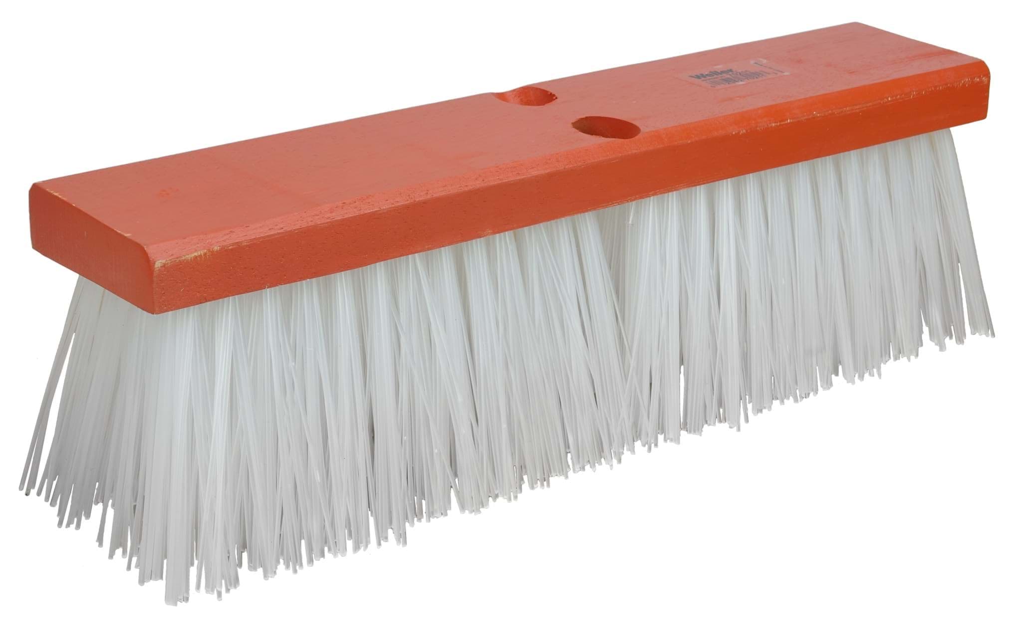 Picture of 16" Street Broom, 4" Trim Length, White Polypropylene Fill, Orange Block