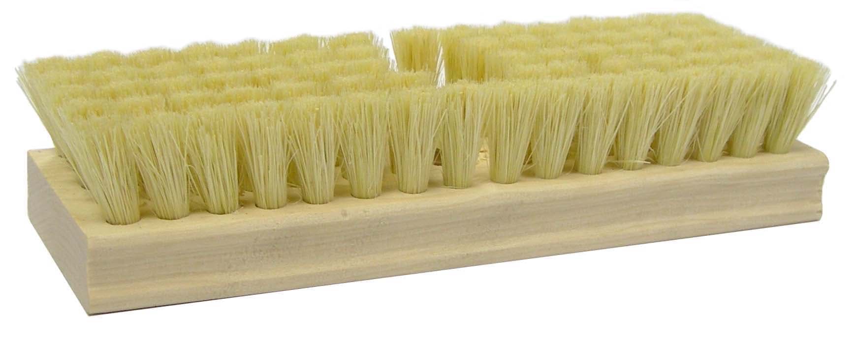 Picture of 8" Square End Scrub Brush, with Threaded Handle Hole, 1" Trim, White Tampico Fill