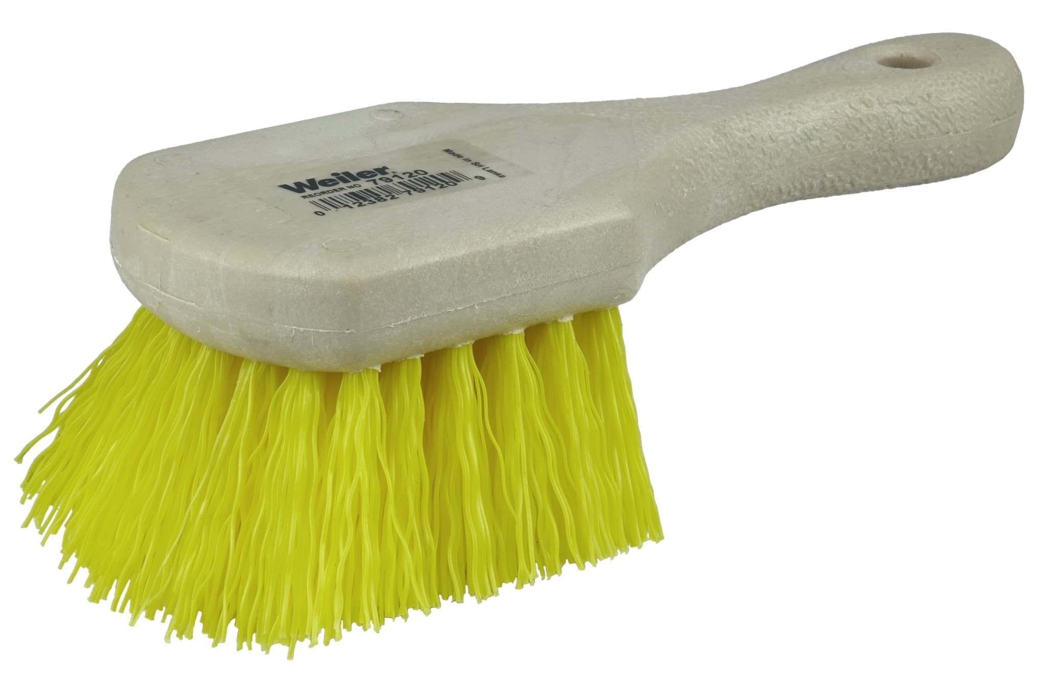Picture of 8" Utility Scrub Brush, Yellow Polypropylene Fill, Short Handle, Foam Block