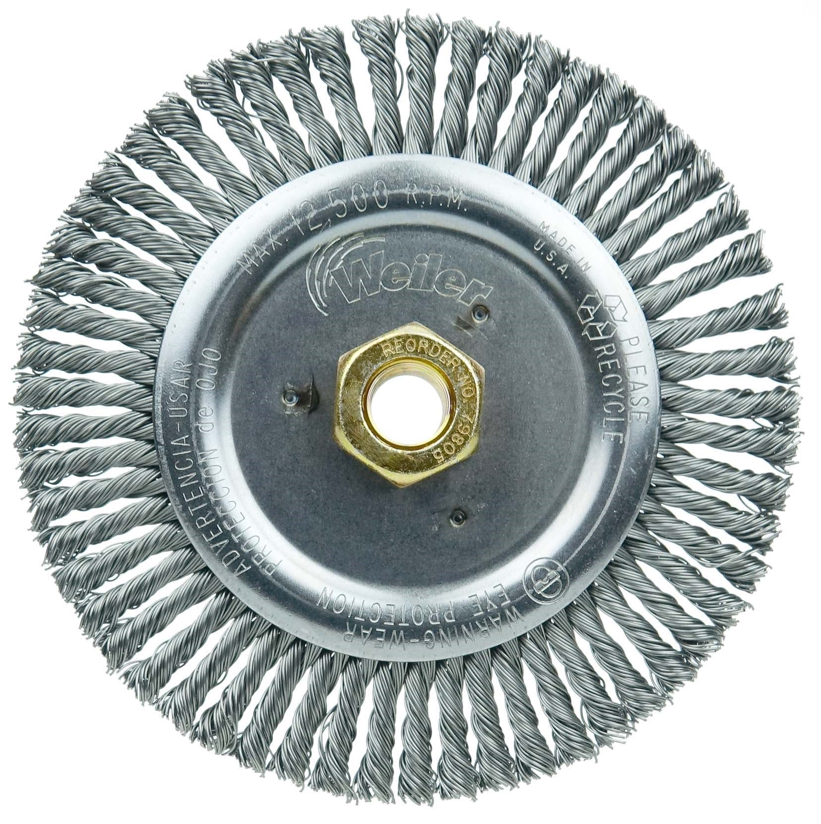 Picture of Dually 6" Root Pass Weld Cleaning Brush, .020" Steel Wire Fill, 5/8"-11 UNC Double-Hex Nut