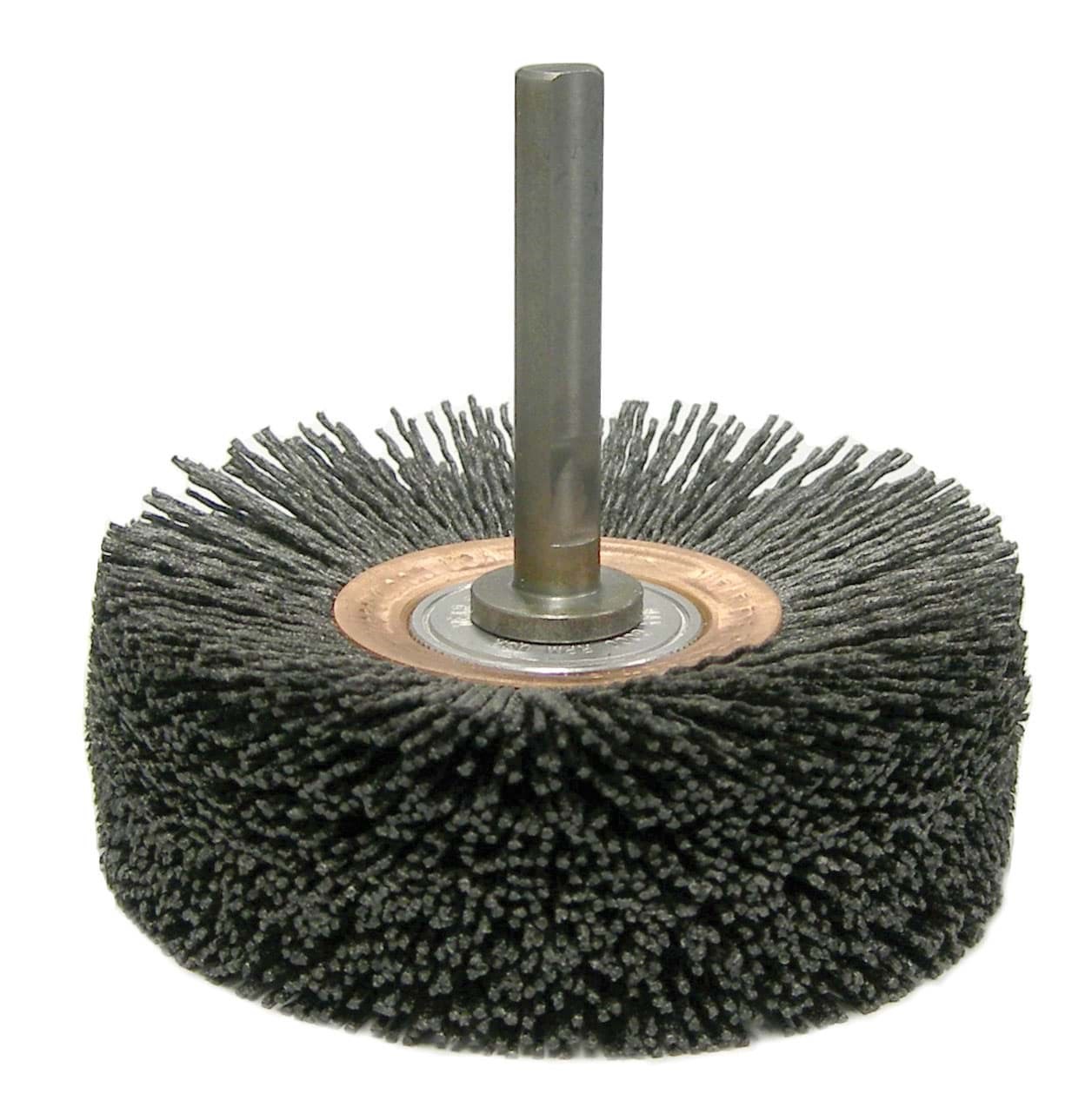 Picture of Bore-Rx 4" Dia Internal Brush Deburring Tool, .026/120CG Crimped Fill, 3/8" Stem
