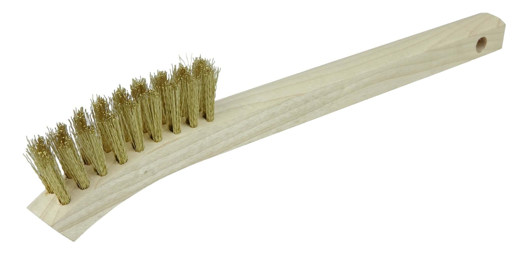 Picture of Small Hand Wire Scratch Brush, Brass Fill, Wood Block, 2 x 9 Rows