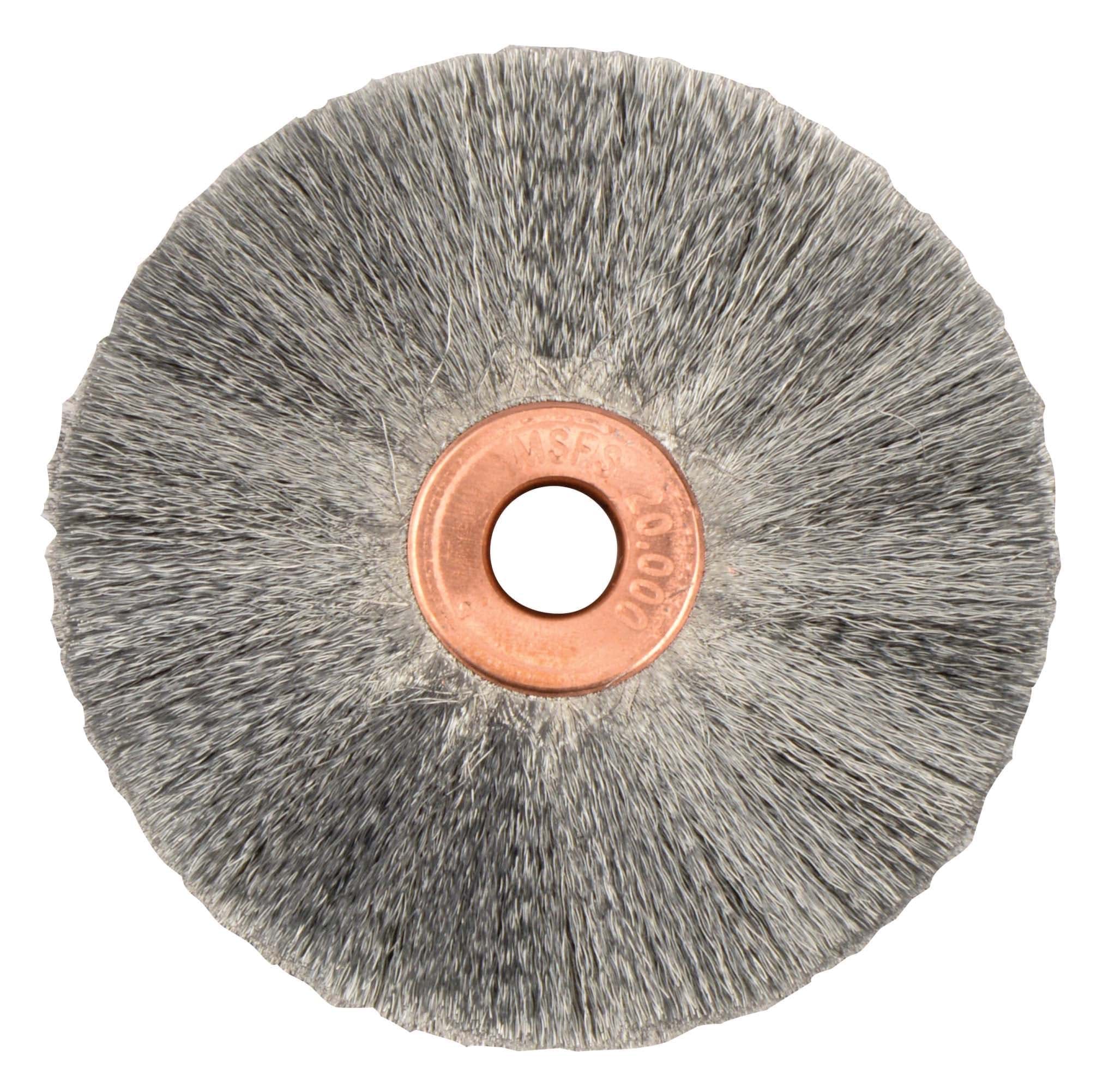 Picture of 2" Small Diameter Crimped Wire Wheel, .003" Steel Fill, 1/4" Arbor Hole