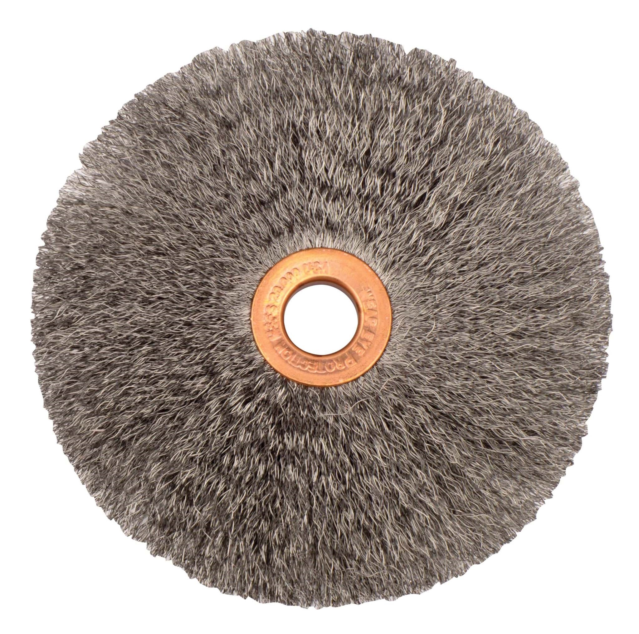 Picture of 4" Small Diameter Crimped Wire Wheel, .006" Steel Fill, 1/2" Arbor Hole