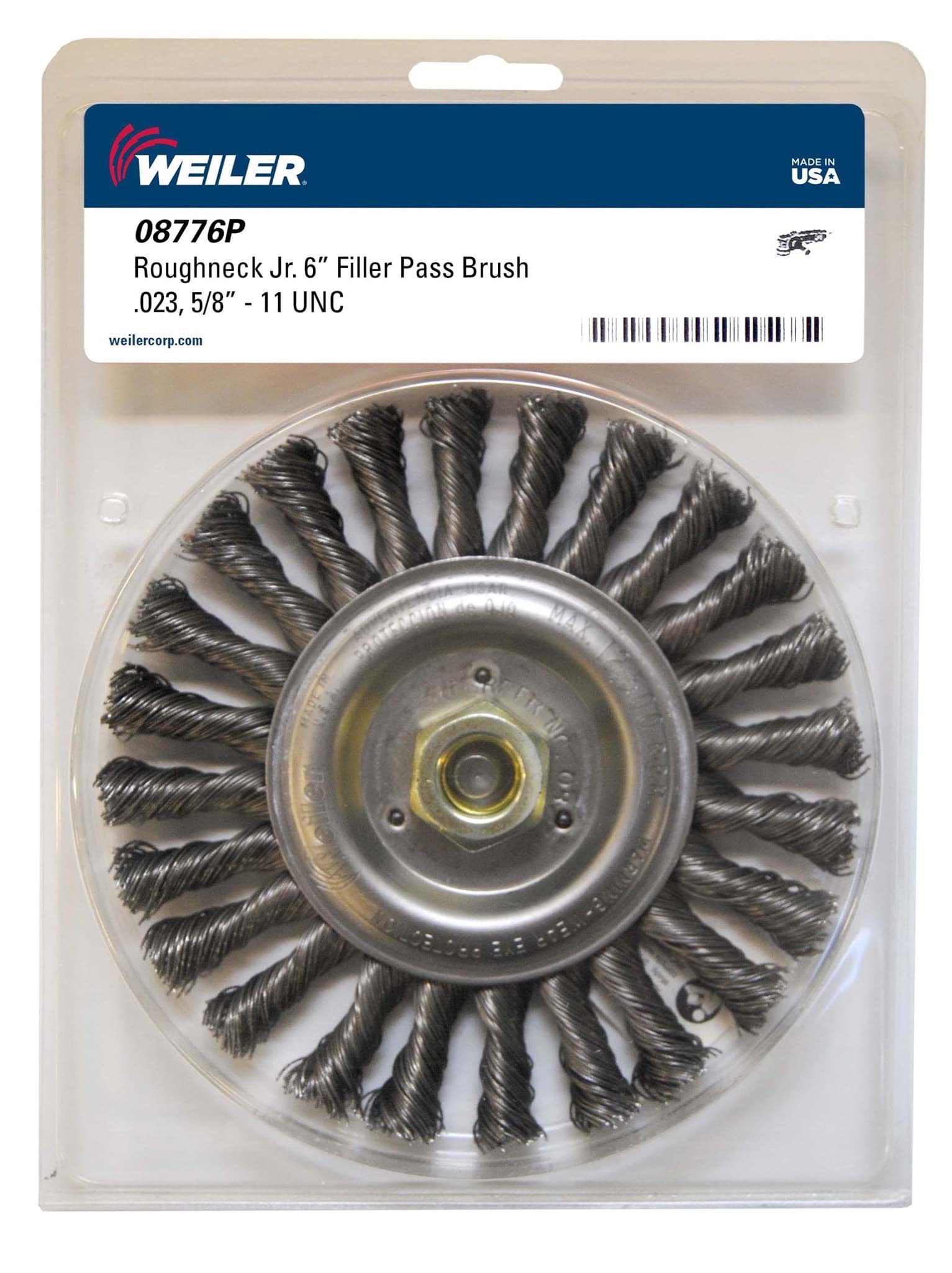 Picture of Roughneck Jr. 6" Filler Pass Weld Cleaning Brush, 023" Steel Wire Fill, 5/8"-11 UNC Nut, Retail Pack