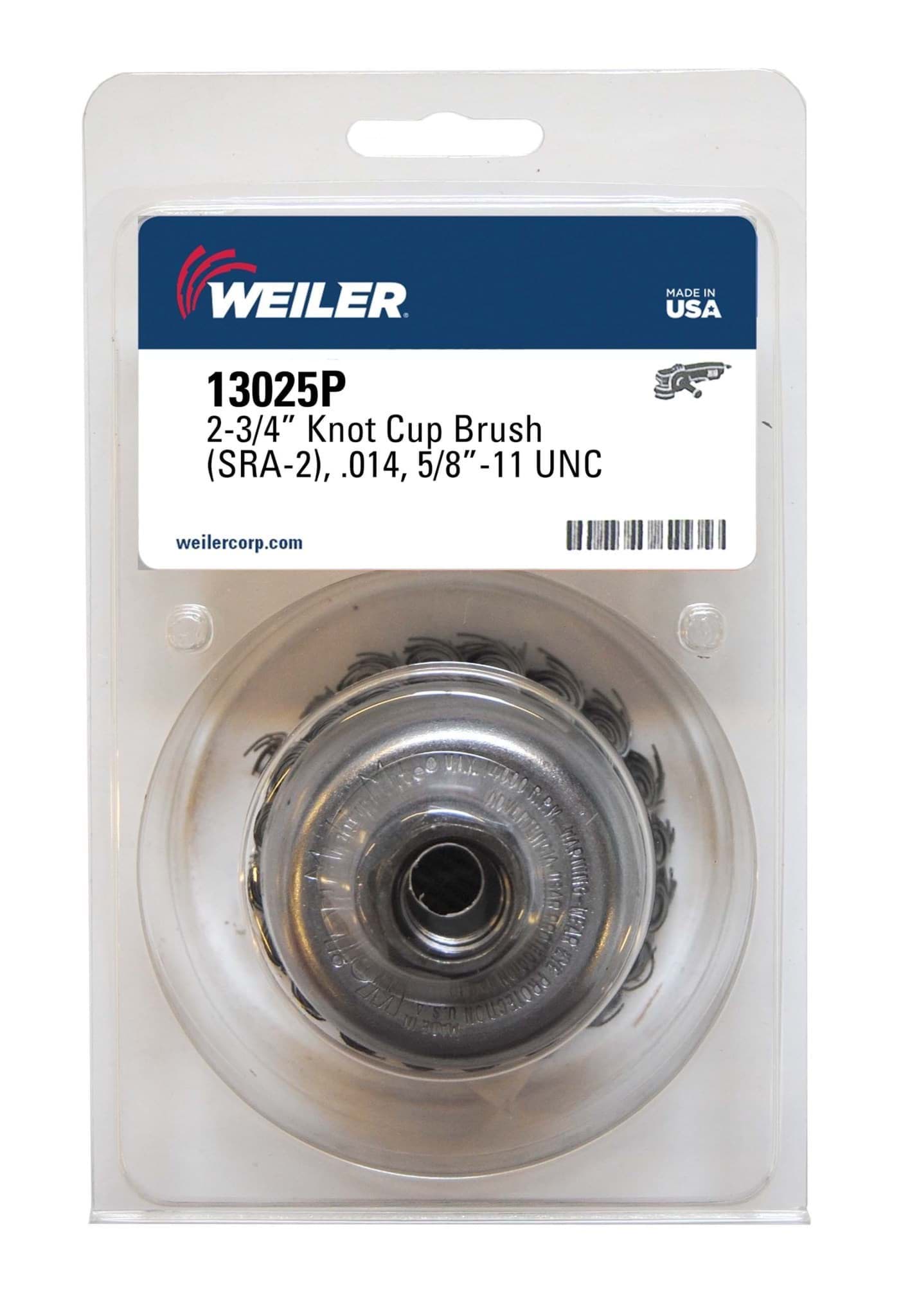 Picture of 2-3/4" Single Row Knot Wire Cup Brush, .014" Steel Fill, 5/8"-11 UNC Nut, Retail Pack
