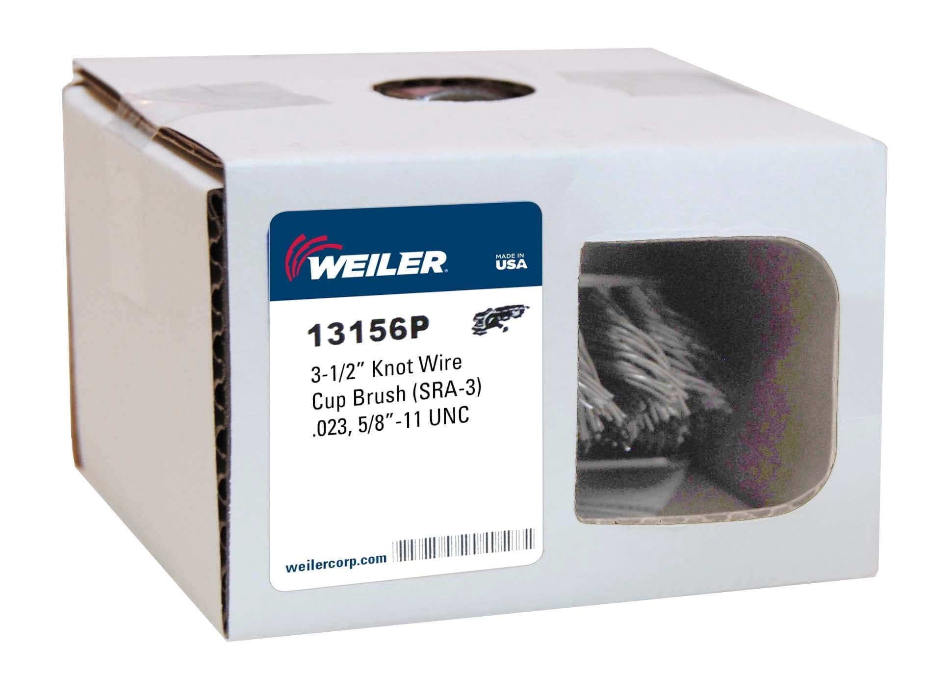 Picture of 3-1/2" Single Row Knot Wire Cup Brush, .023" Steel Fill, 5/8"-11 UNC Nut, Retail Pack
