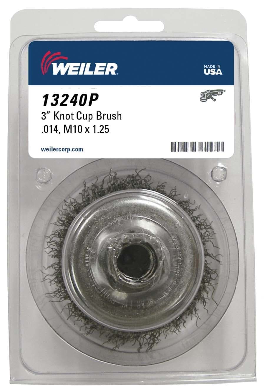 Picture of 3" Crimped Wire Cup Brush, .014" Steel Fill, M10x1.25 Nut, Retail Pack