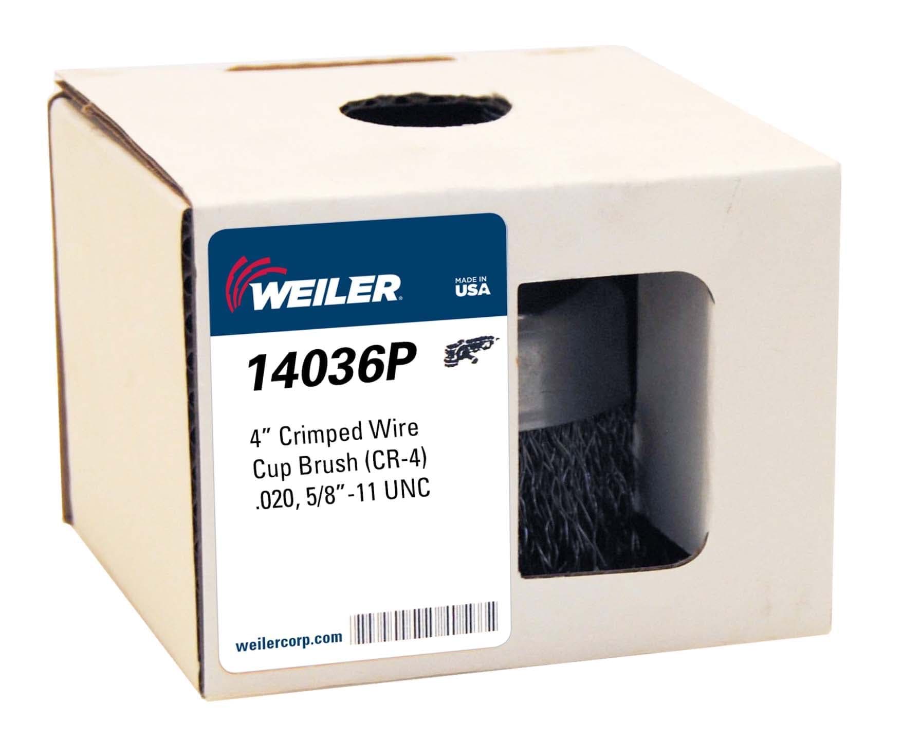 Picture of 4" Crimped Wire Cup Brush, .020" Steel Fill, 5/8"-11 UNC Nut, Retail Pack