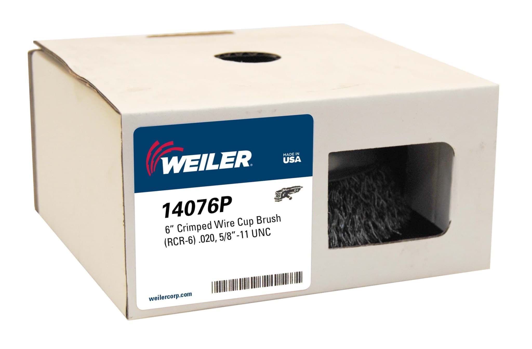 Picture of 6" Crimped Wire Cup Brush , .020" Steel Fill, 5/8"-11 UNC Nut, Retail Pack