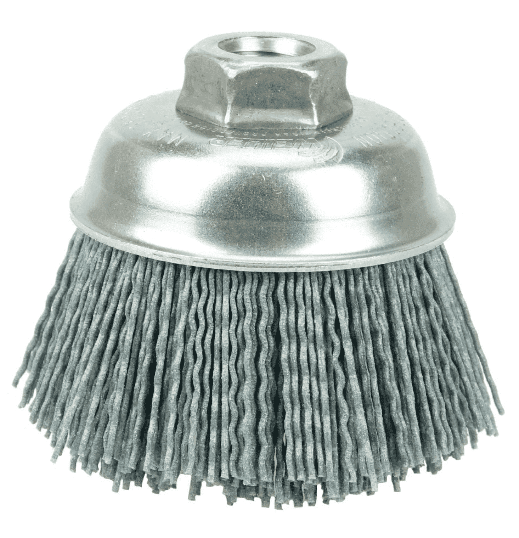 Picture of 3-1/2" Nylox Cup Brush, .040/120SC Crimped Fill, 5/8"-11 UNC Nut