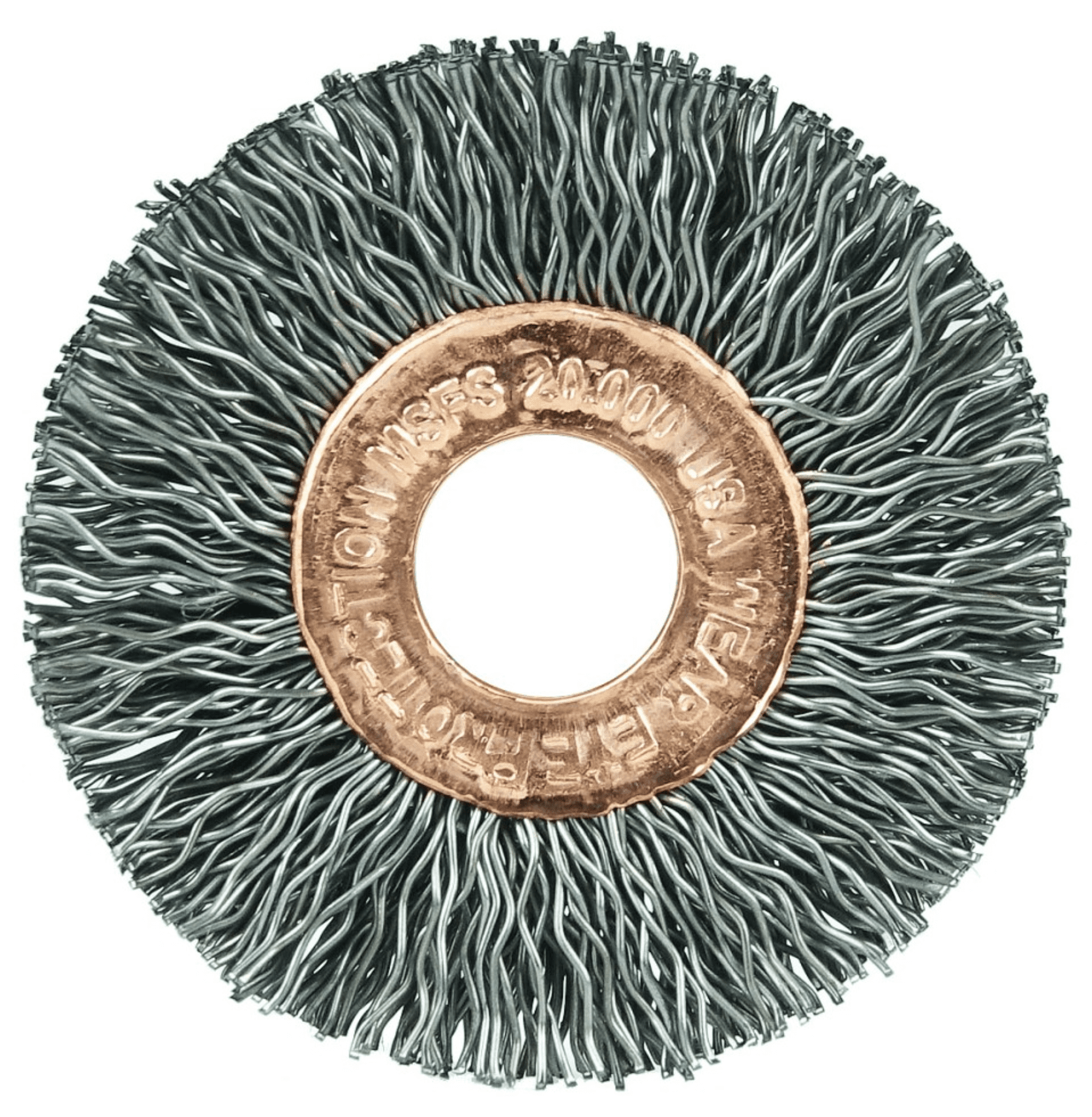 Picture of 1-1/2" Small Diameter Crimped Wire Wheel, .008" Steel Fill, 1/2" Arbor Hole