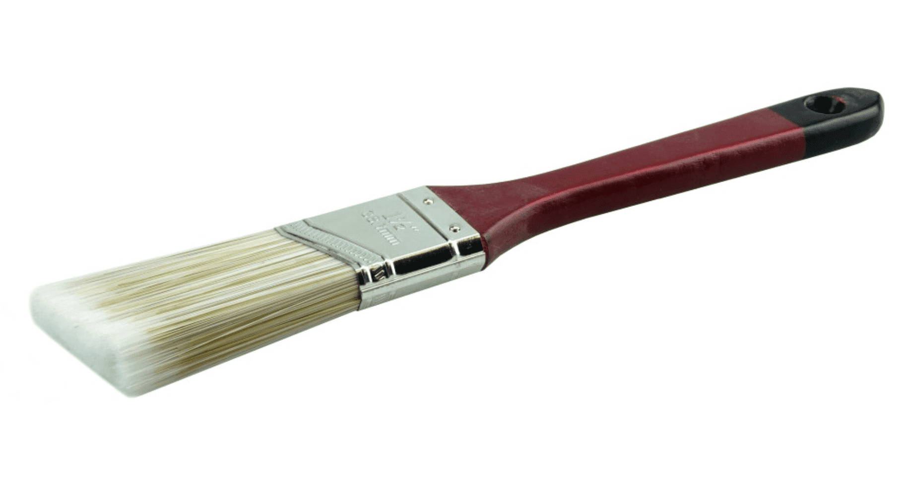 Picture of 1-1/2" Angled Sash Brush, Poly/Nylon Fill,  2-1/2" Trim Length, Red Foam Handle