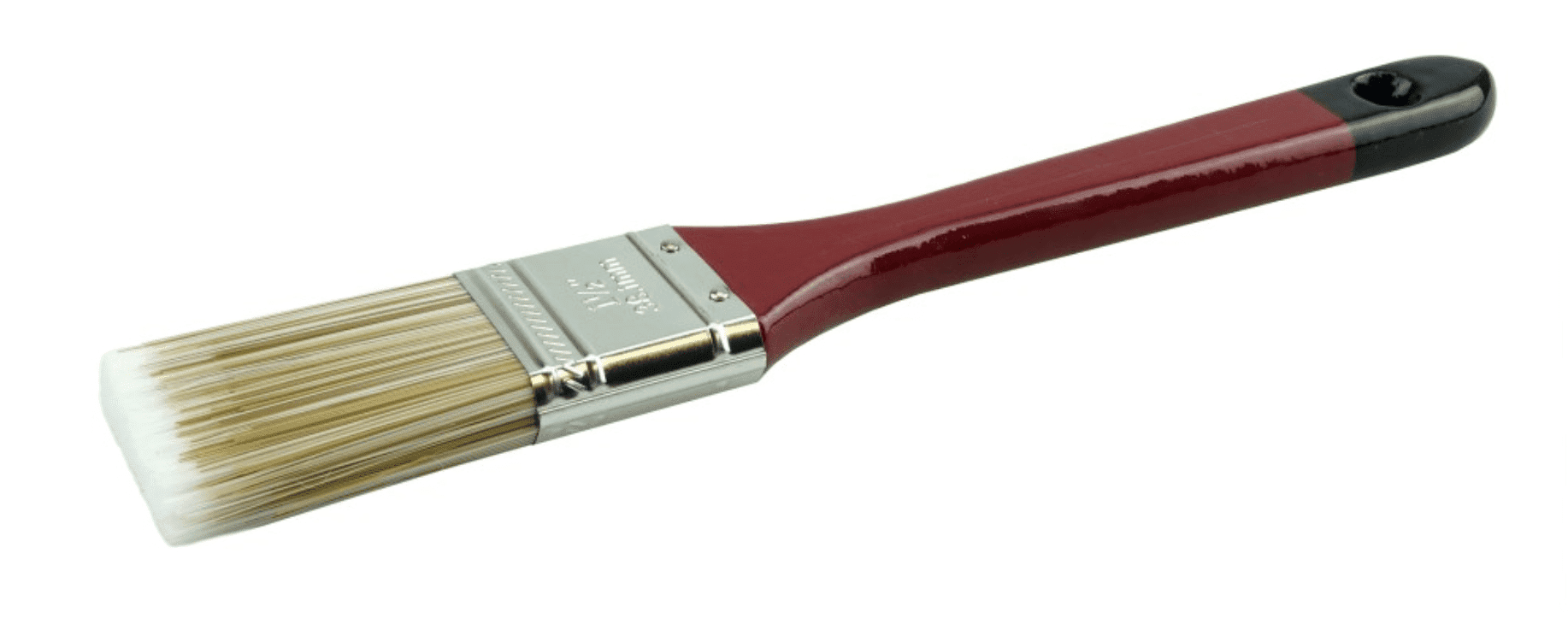 Picture of 1-1/2" Flat Sash Brush, Poly/Nylon Fill,  2-1/4" Trim Length, Red Lacquered Handle