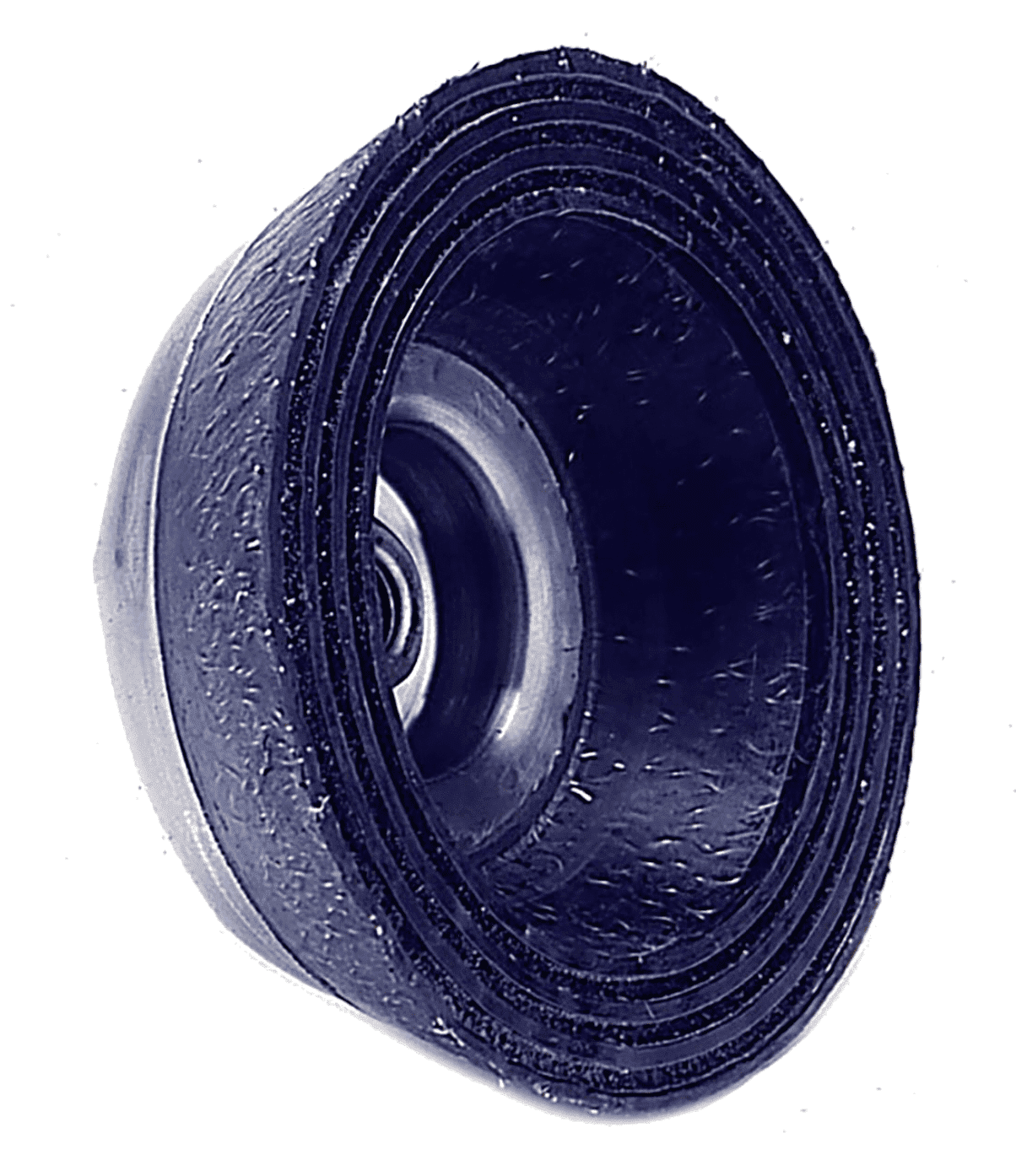 Picture of Polyflex Encapsulated Crimped Wire Cup Brush 6", .020" Steel Fill, 5/8"-11 UNC Nut, Black Elastomer