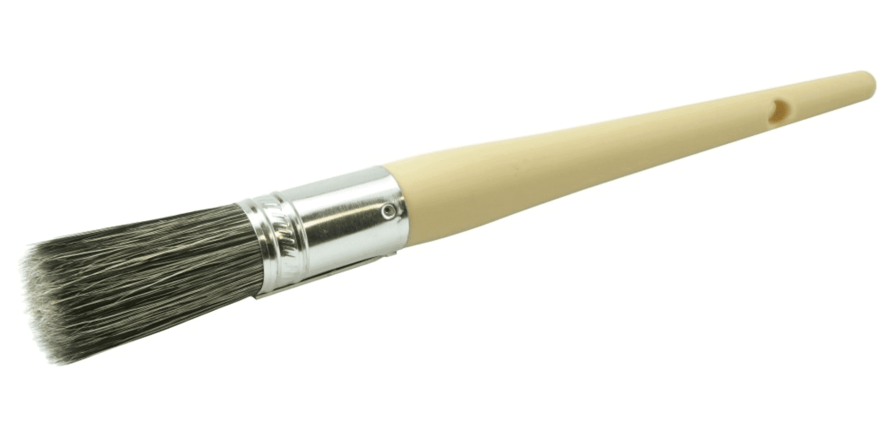 Picture of #6  13/16" Round Sash Brush, Grey Bristle Fill, 2" Trim Length, Plain Foam Handle
