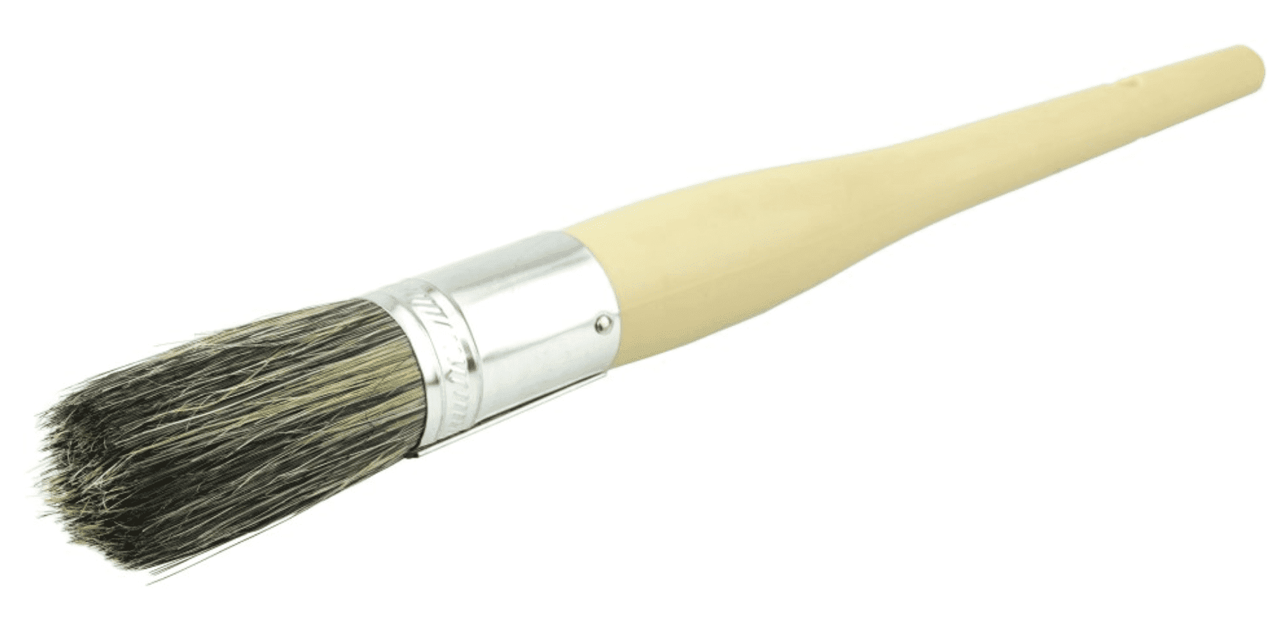 Picture of #8  15/16" Round Sash Brush, Grey Bristle Fill, 2-1/4" Trim Length, Plain Foam Handle