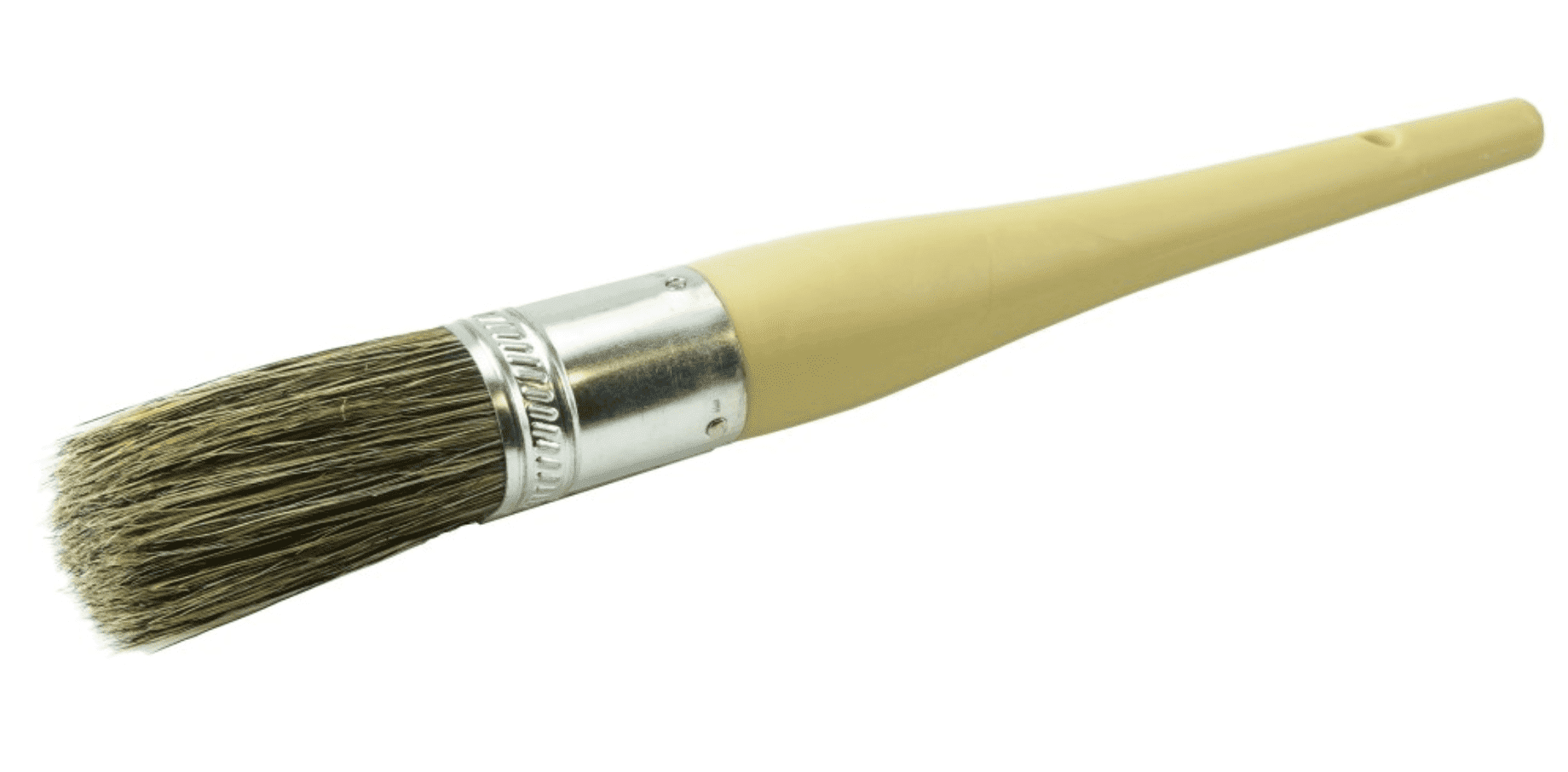 Picture of #10  1-1/16" Round Sash Brush, Grey Bristle Fill, 2-1/4" Trim Length, Plain Foam Handle