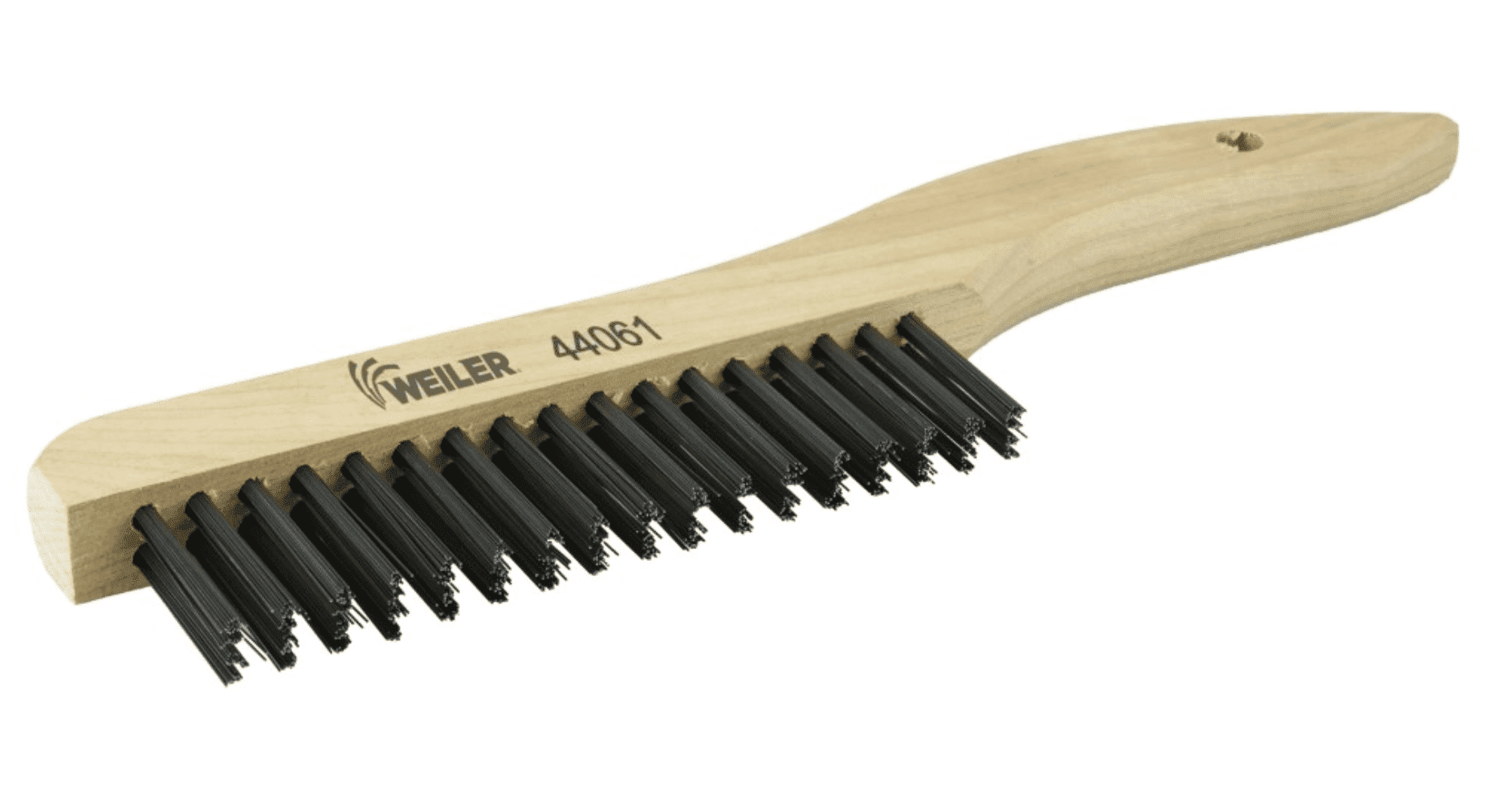 Picture of Hand Wire Scratch Brush. .012 Carbon Steel Fill, Shoe Handle, 2 x 17 Rows