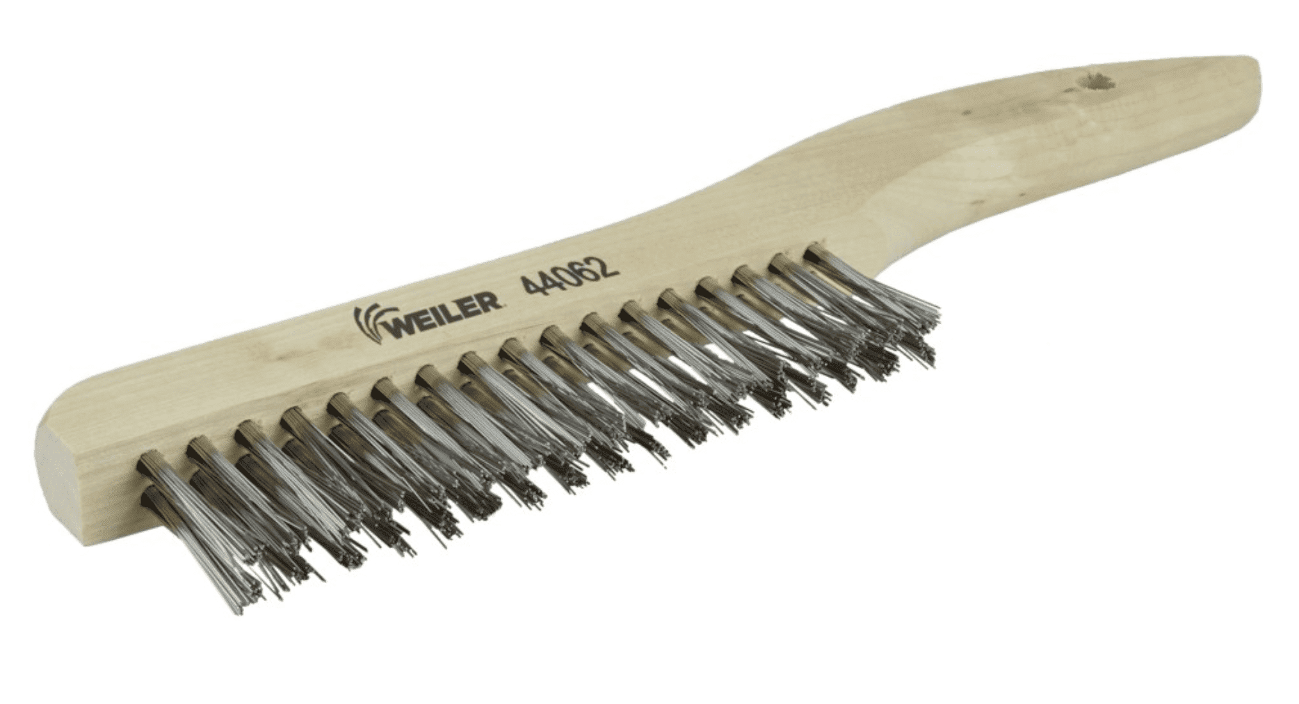 Picture of Hand Wire Scratch Brush. .012 Stainless Steel Fill, Shoe Handle, 2 x 17 Rows