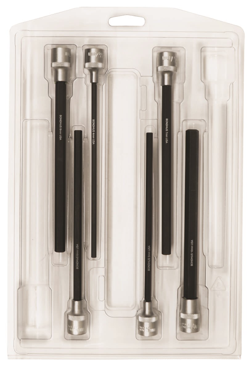 Picture of Set 6 ProHold Hex Bits 6" (4-10mm) w/Sockets in Clamshell