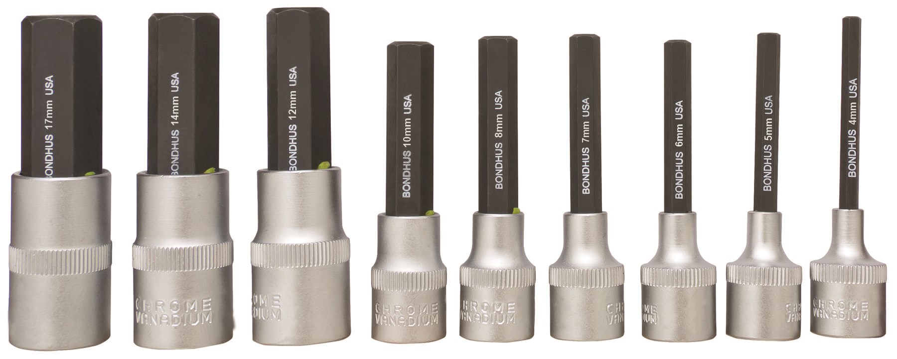 Picture of Set 9 ProHold Hex Bits 2" (4-17mm) w/Sockets in Clamshell
