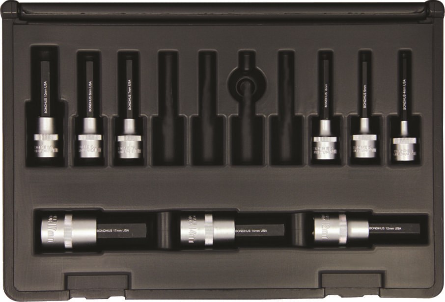 Picture of Set 9 ProHold Hex Bits 2" (4-17mm) w/Sockets in Molded Black Case