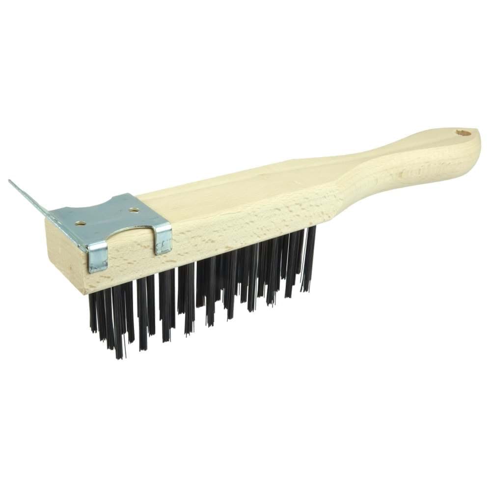Picture of Hand Wire Scratch Brush w/Scraper, .012 Carbon Steel Fill , 4 x 11 Rows