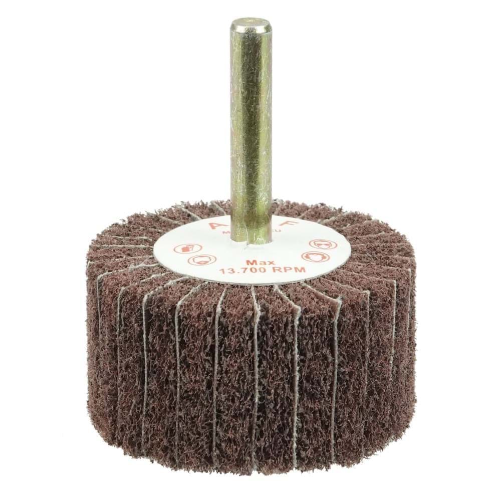 Picture of 2" x 1" Non-Woven Stem-Mounted Interleaf Flap Wheel, 320AO, 1/4" Stem