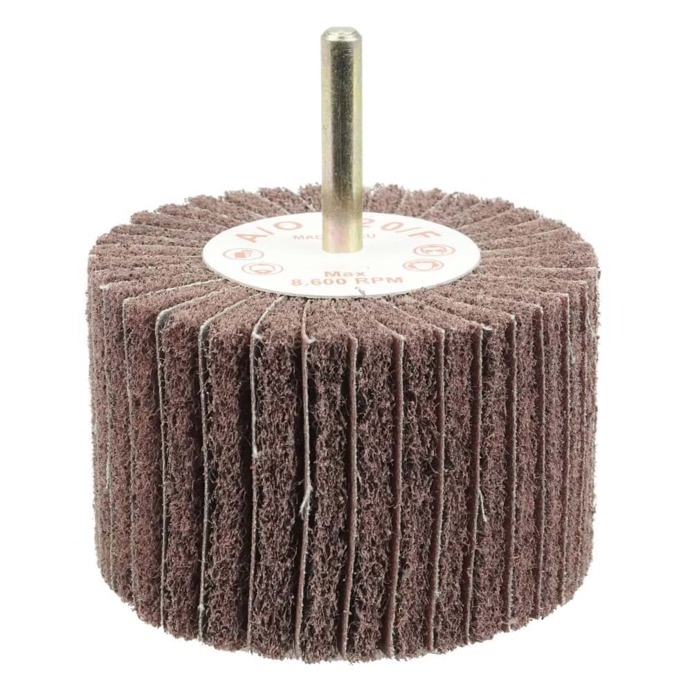 Picture of 3" x 2" Non-Woven Stem-Mounted Interleaf Flap Wheel, 120AO, 1/4" Stem