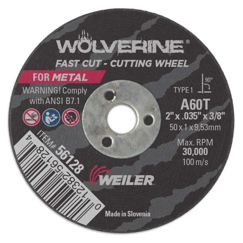 Picture of 2" x .035" Wolverine Type 1 Cutting Wheel, A60T, 3/8" Arbor Hole