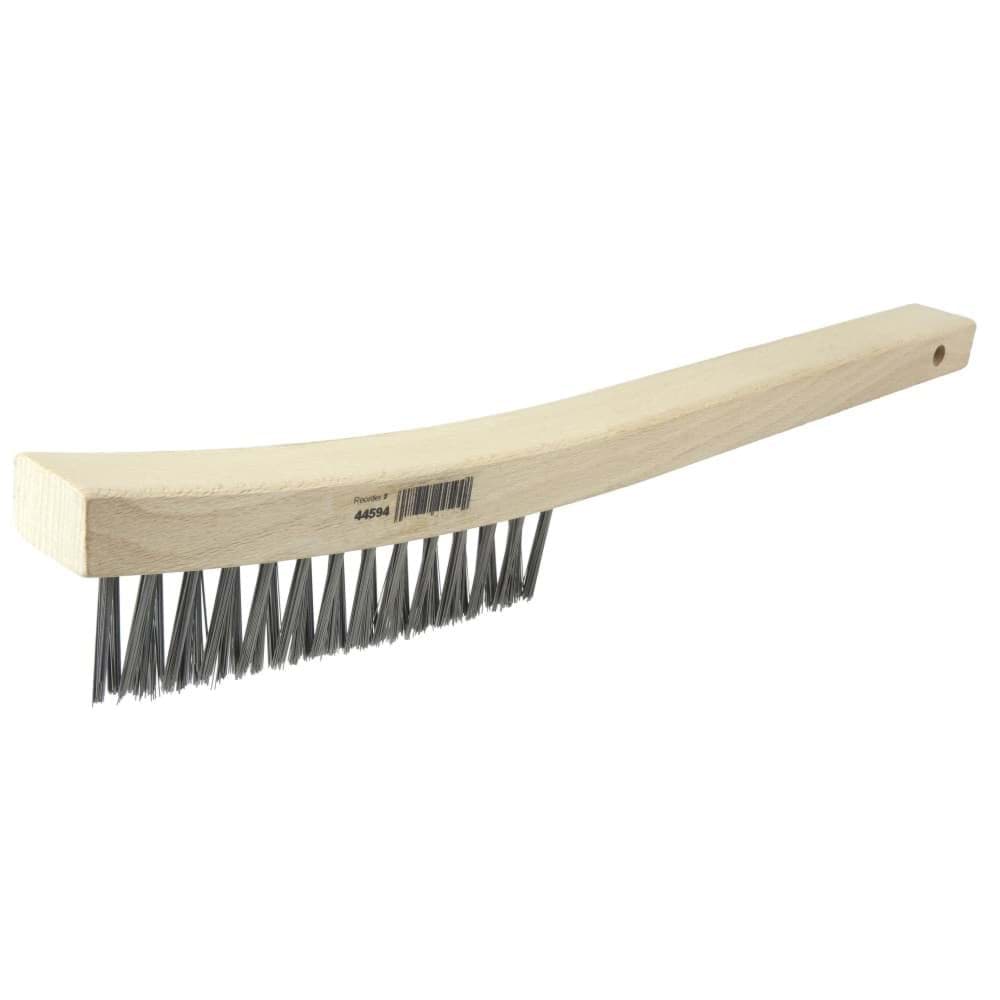 Picture of V-Groove Hand Wire Scratch Brush, .012 Carbon Steel Fill, Curved Handle, 3 x 19 Rows