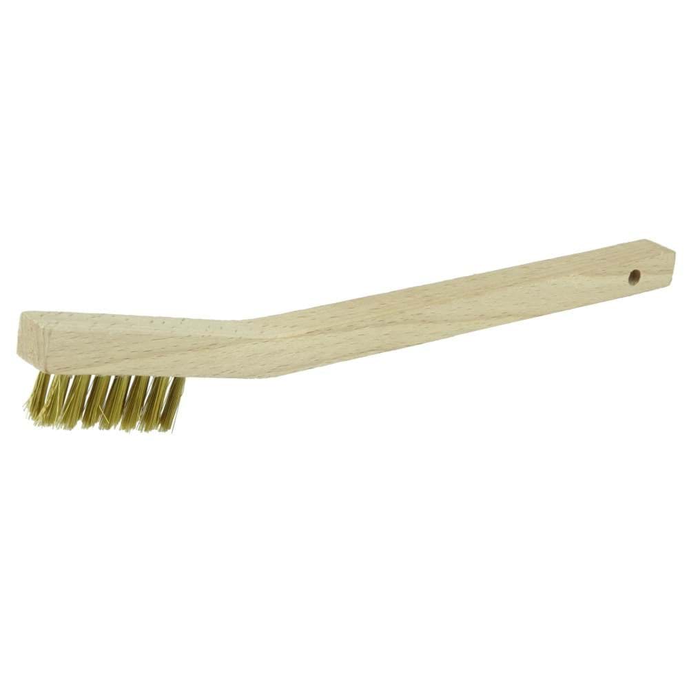 Picture of Vortec Pro Small Hand Wire Scratch Brush, Brass Fill, Wood Handle, 3 x 7 Rows