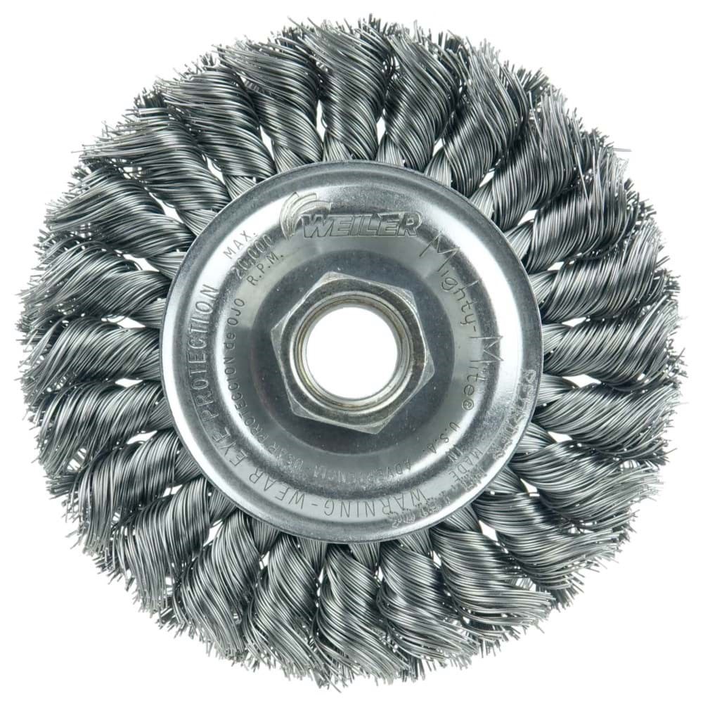 Picture of Standard Twist Knot Wire Wheel 4", .014" Steel Fill, 5/8"-11 UNC Nut, Vending Ready