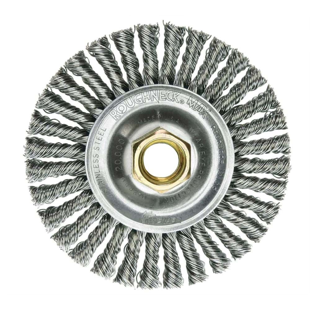 Picture of ROUGHNECK MAX 4" Stringer Bead Wheel, .020" Stainless Steel Fill, 5/8"-11 UNC Nut, Vending Ready