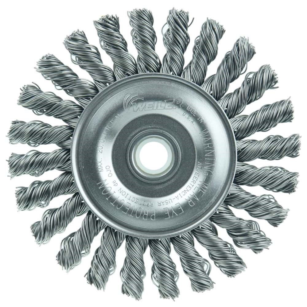 Picture of 4" Cable Twist Knot Wire Wheel, .020" Steel Fill, 1/2"-3/8" Arbor Hole, Vending Ready