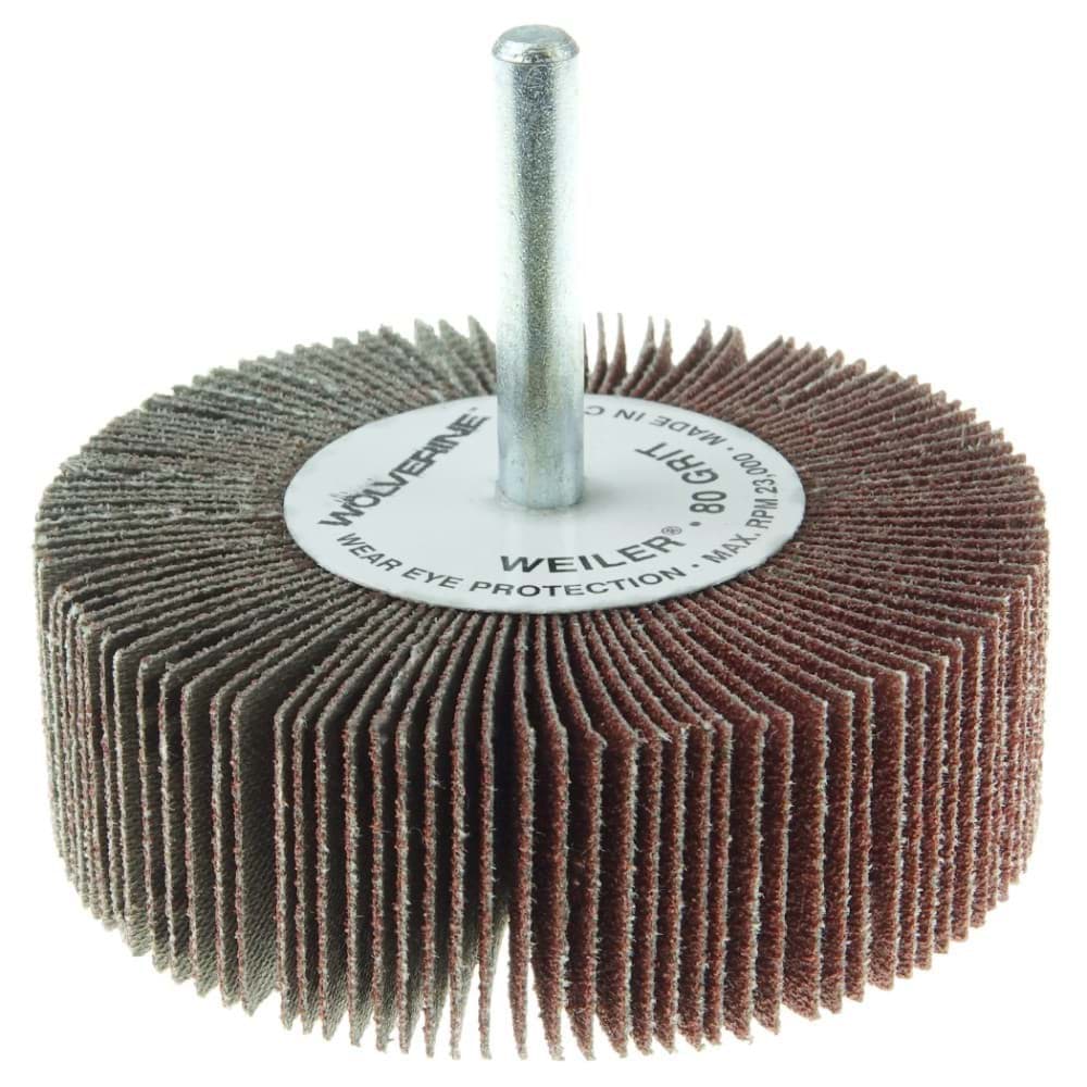 Picture of 3" x 1" x 80AO Wolverine Coated Abrasive Flap Wheel, 1/4" Stem, Vending Ready
