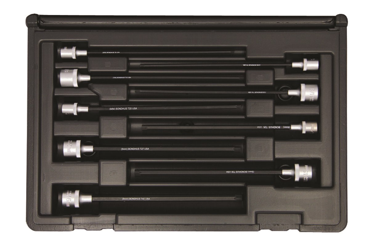 Picture of Set 9 ProHold Torx® Bits 6" (T8-T40) w/Sockets in Molded Black Case
